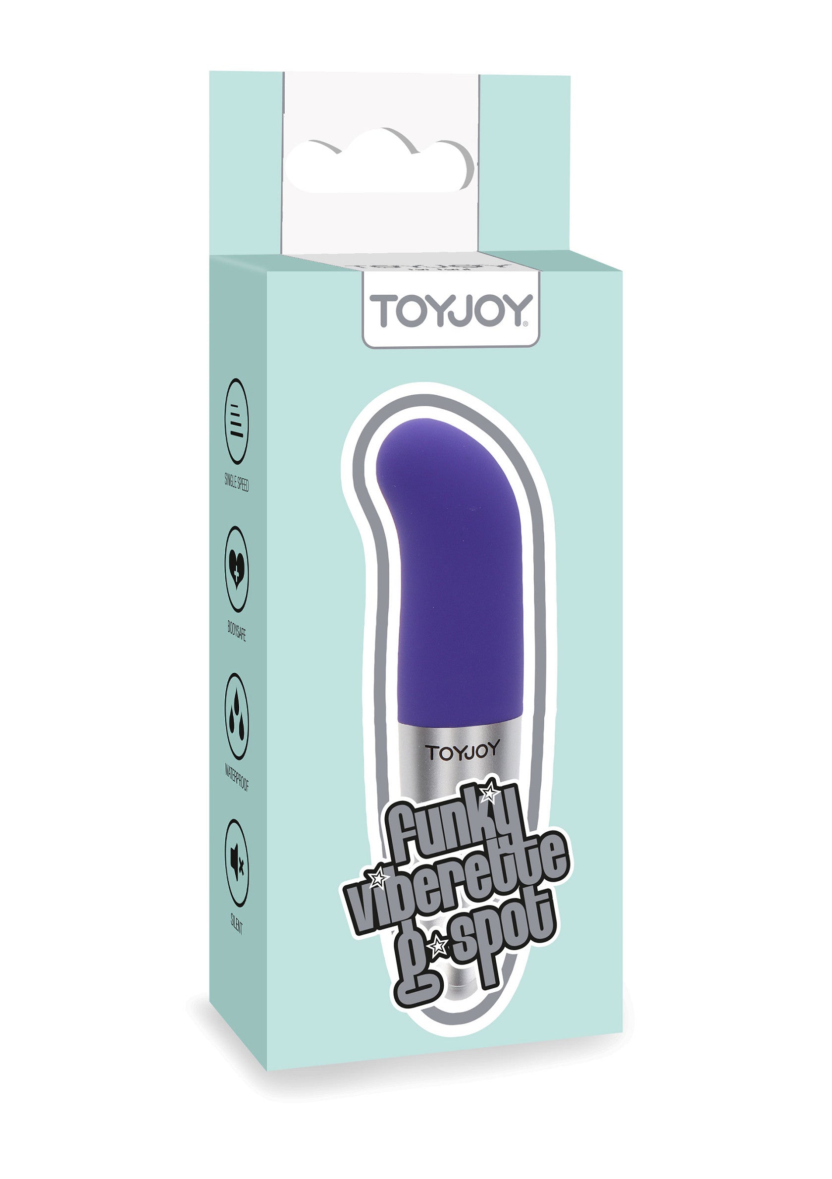 ToyJoy Funky Viberette G-Spot vibrant violet pour un plaisir ciblé. Compact et puissant pour explorer votre sensualité. ; ToyJoy Funky Viberette G-Spot paarse vibrator voor gerichte stimulatie. Compact en krachtig, perfect om je sensualiteit te ontdekken.; ToyJoy Funky Viberette G-Spot vibrant purple for targeted pleasure. Compact & powerful, perfect for exploring your sensuality.