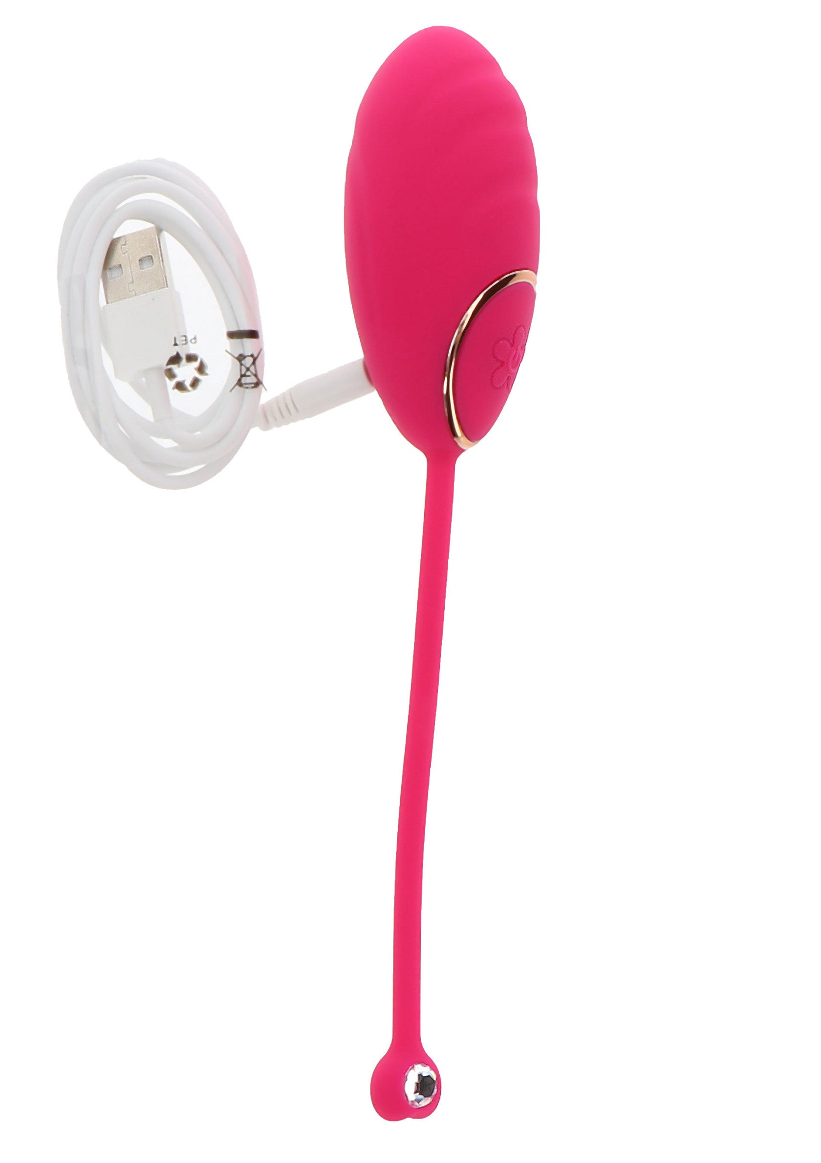 Vibrateur vibrant rose avec queue et chargeur USB pour le plaisir et la stimulation.; Roze vibrerende vibrator met staart en USB-oplader voor genot en stimulatie.; Pink vibrating vibrator with tail and USB charger for pleasure and stimulation.