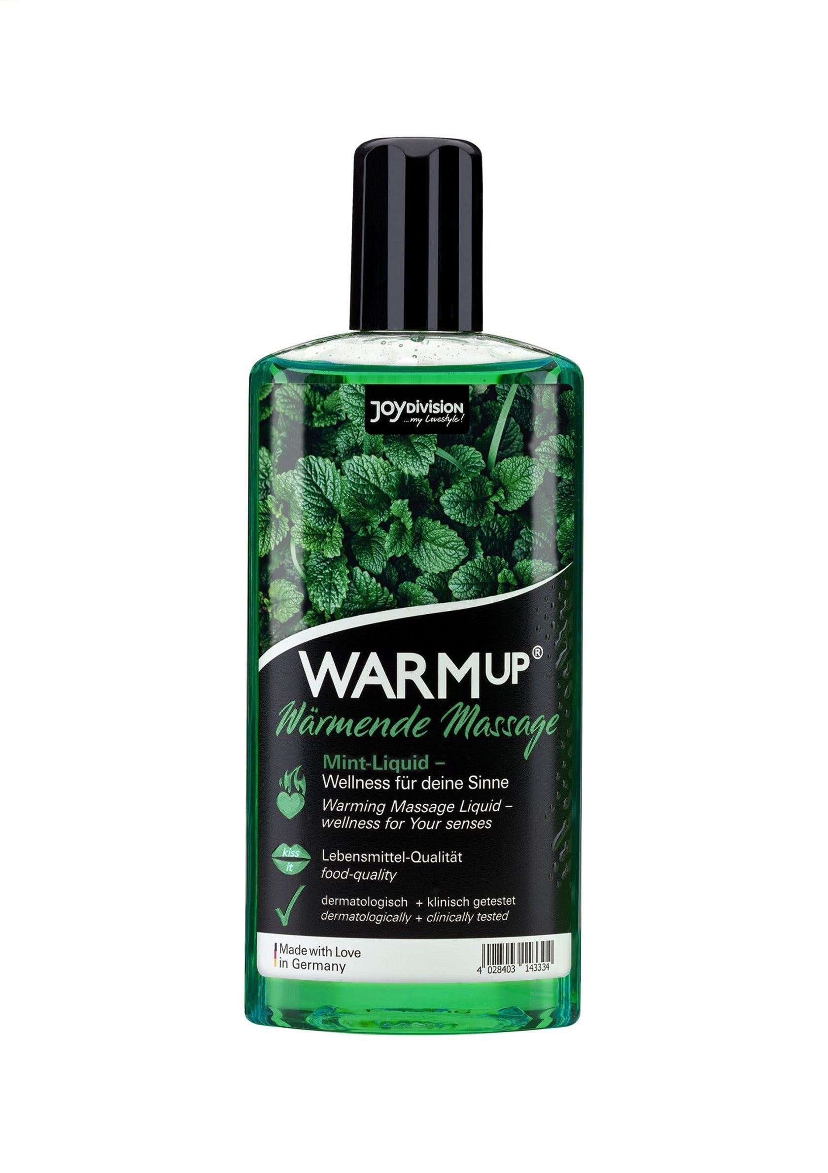 Huile de massage chauffante Warm Up JoyDivision, parfum menthe. Pour un massage relaxant et sensuel. ; JoyDivision Warm Up verwarmende massageolie, muntgeur. Voor een ontspannende en sensuele massage. ; JoyDivision Warm Up warming massage oil, mint scent. For a relaxing and sensual massage. 