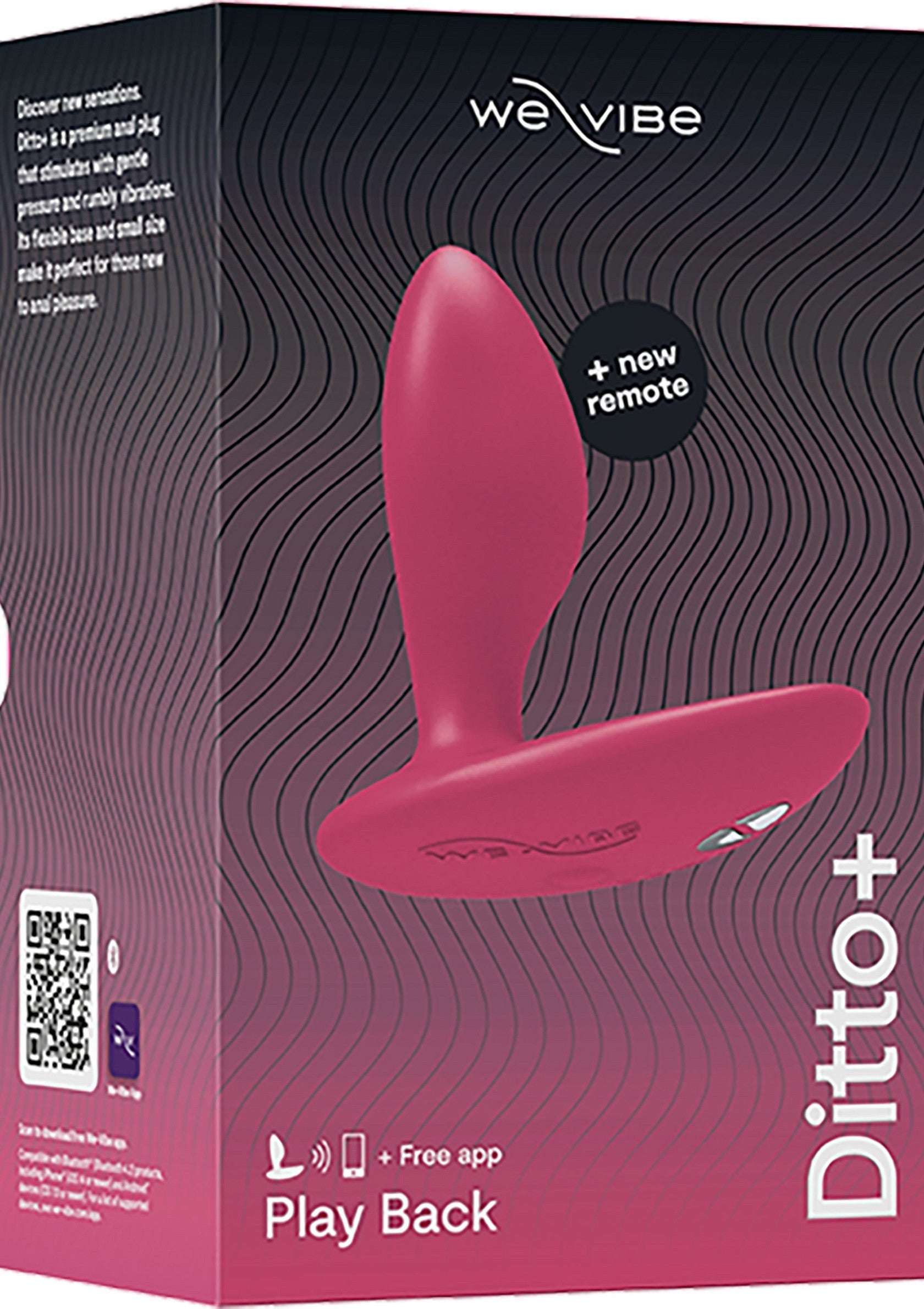 We-Vibe Ditto+ : plug anal vibrant avec télécommande. Découvrez de nouvelles sensations de plaisir.; We-Vibe Ditto+ vibrerende anale plug met afstandsbediening. Ontdek nieuwe sensaties van genot.; We-Vibe Ditto+ vibrating anal plug with remote. Discover new sensations of pleasure.