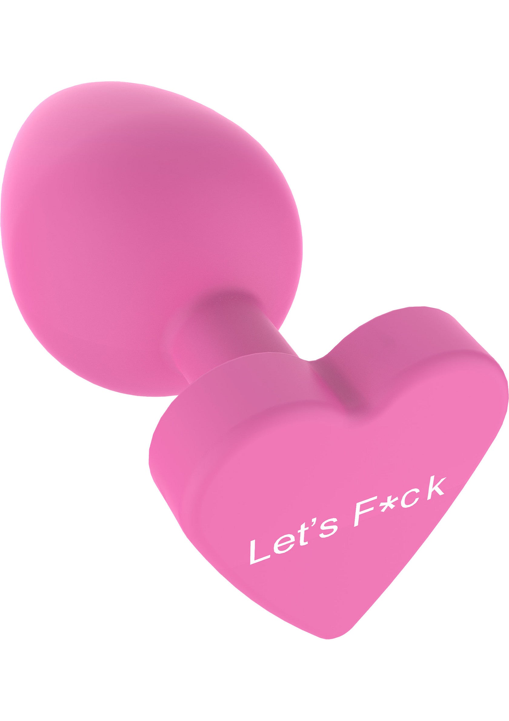 Plug anal rose en forme de cœur avec inscription coquine. Plaisir et fantaisie garantis!; Roze buttplug in hartvorm met ondeugende tekst. Plezier en fantasie gegarandeerd!; Pink heart-shaped butt plug with cheeky text. Guaranteed fun and fantasy!