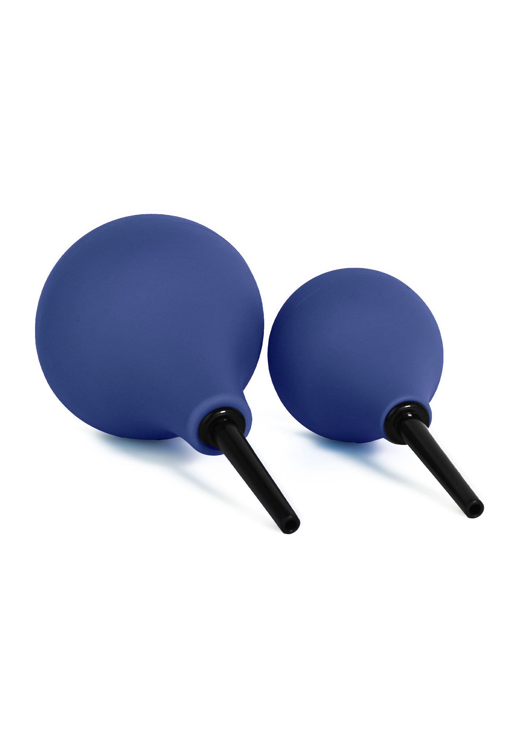 Ensemble de poires à lavement bleues de différentes tailles pour une hygiène intime douce et efficace.; Blauwe klysma spuitballen set in verschillende maten voor een zachte en effectieve intieme hygiëne.; Blue enema bulb set in different sizes for gentle and effective intimate hygiene.
