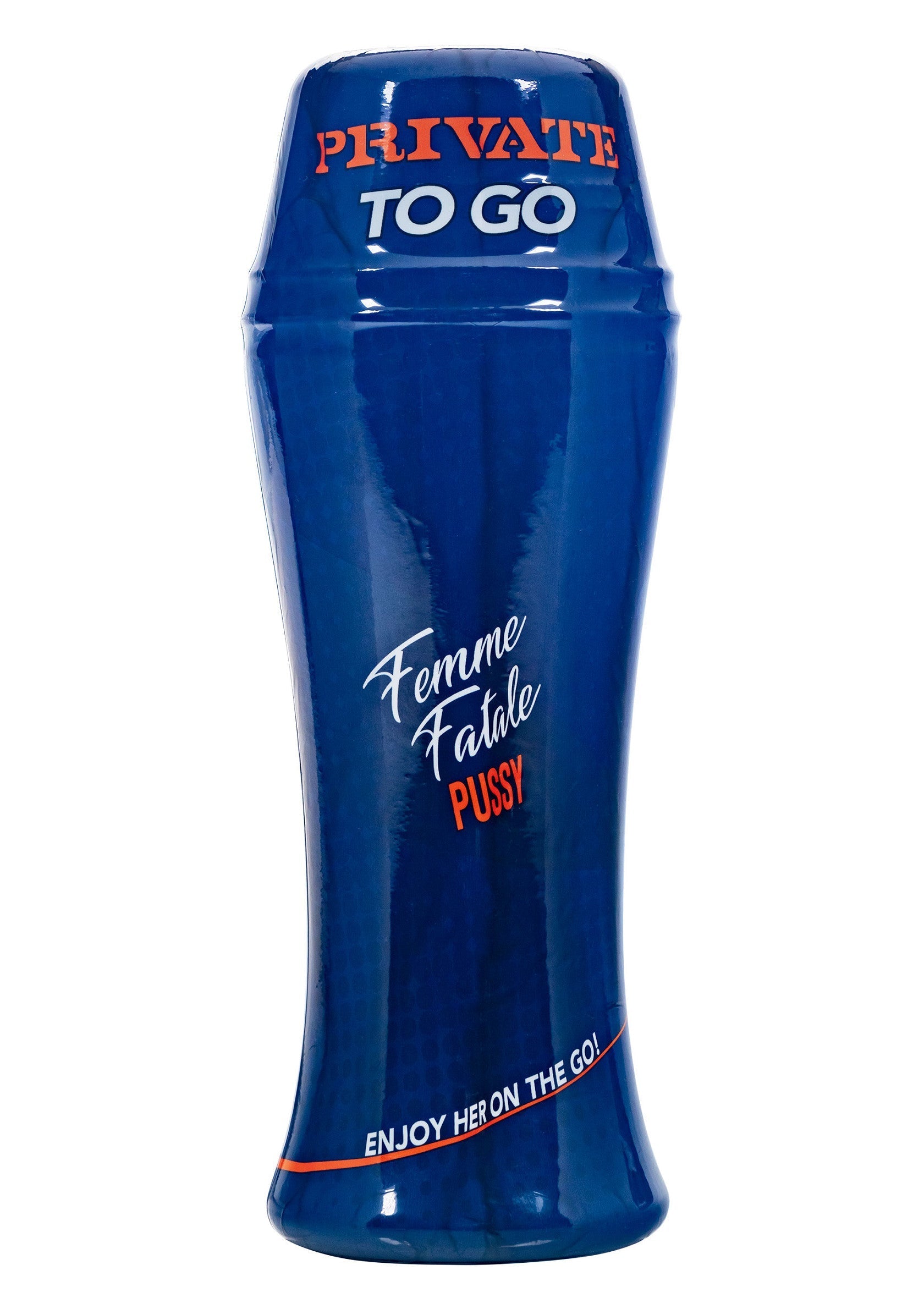 Masturbateur féminin bleu 'Private To Go Femme Fatale'. Plaisir intime discret et portable pour les femmes.; Blauwe 'Private To Go Femme Fatale' masturbator voor vrouwen. Discreet en draagbaar intiem genot.; Blue 'Private To Go Femme Fatale' female masturbator. Discreet and portable intimate pleasure for women.