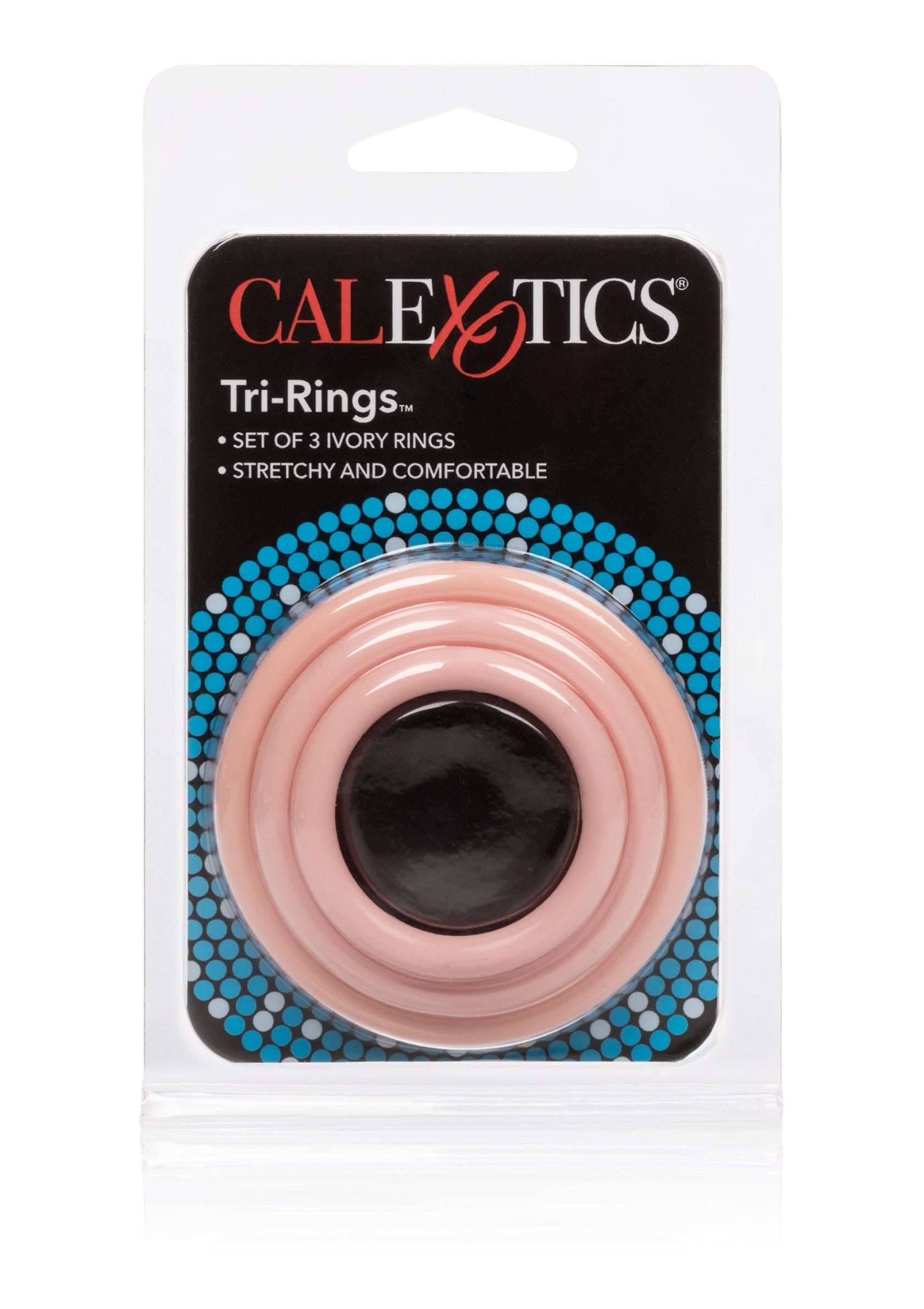 CalExotics Tri-Rings : Ensemble de 3 anneaux ivoire, extensibles et confortables. ; CalExotics Tri-Rings: Set van 3 ivoorkleurige ringen, rekbaar en comfortabel. ; CalExotics Tri-Rings: Set of 3 ivory rings, stretchy and comfortable.