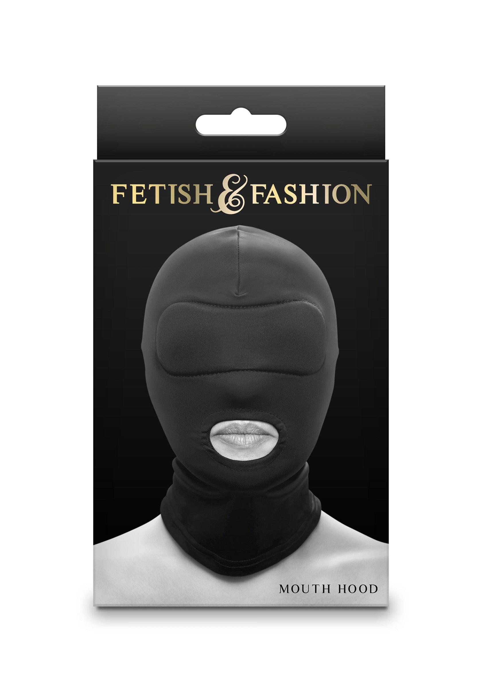Cagoule bouche noire pour jeux de rôle et fétichisme. Look mystérieux et sensations garanties!; Zwarte mondkap voor rollenspel en fetisj. Mysterieuze look en gegarandeerde sensaties!; Black mouth hood for roleplay and fetish. Mysterious look and guaranteed sensations!