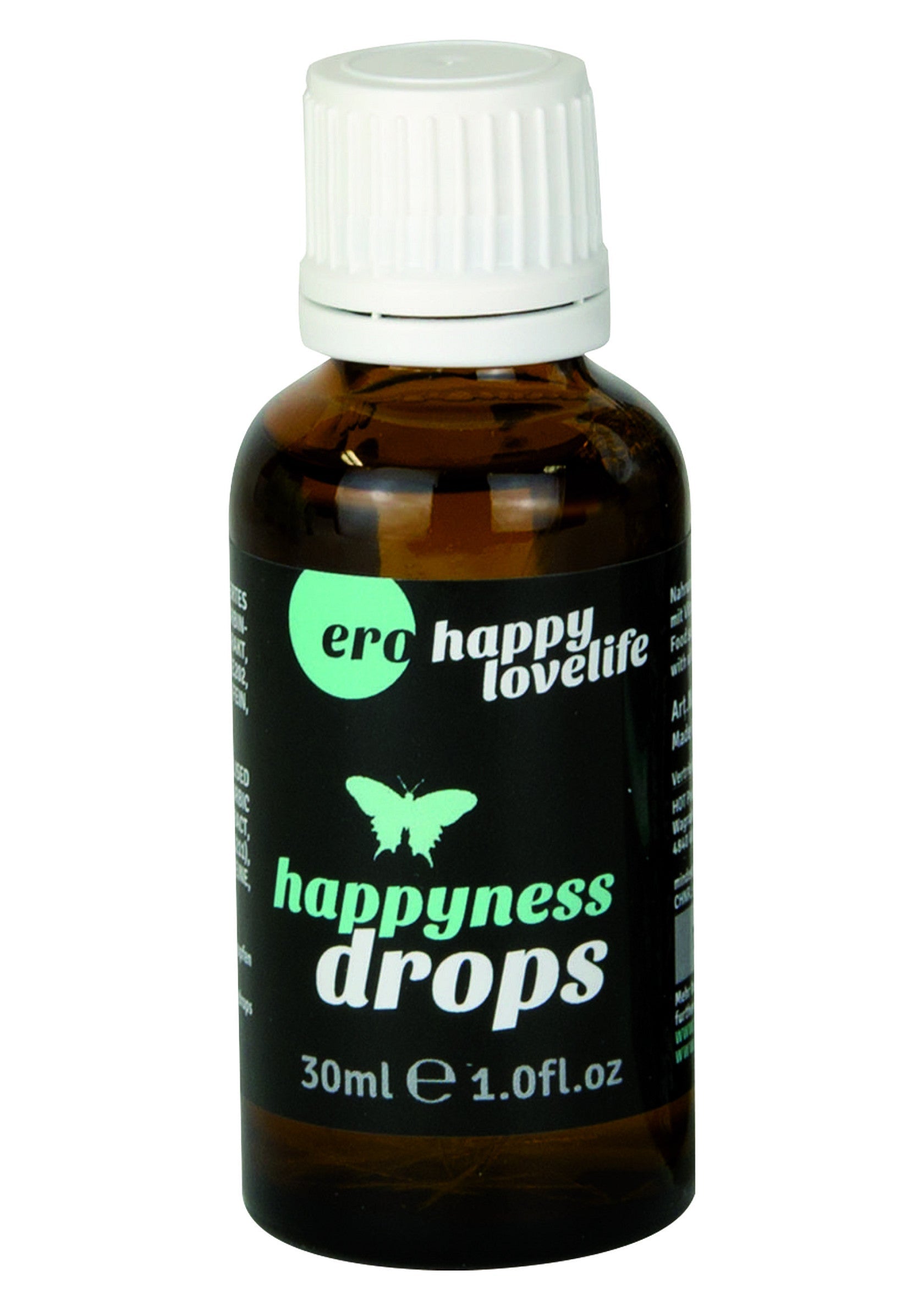 Gouttes de bonheur Ero Happylife, 30ml pour plus de plaisir et de bonheur.; Ero Happylife happiness drops, 30ml voor meer plezier en geluk.; Ero Happylife happiness drops, 30ml for more pleasure and happiness.