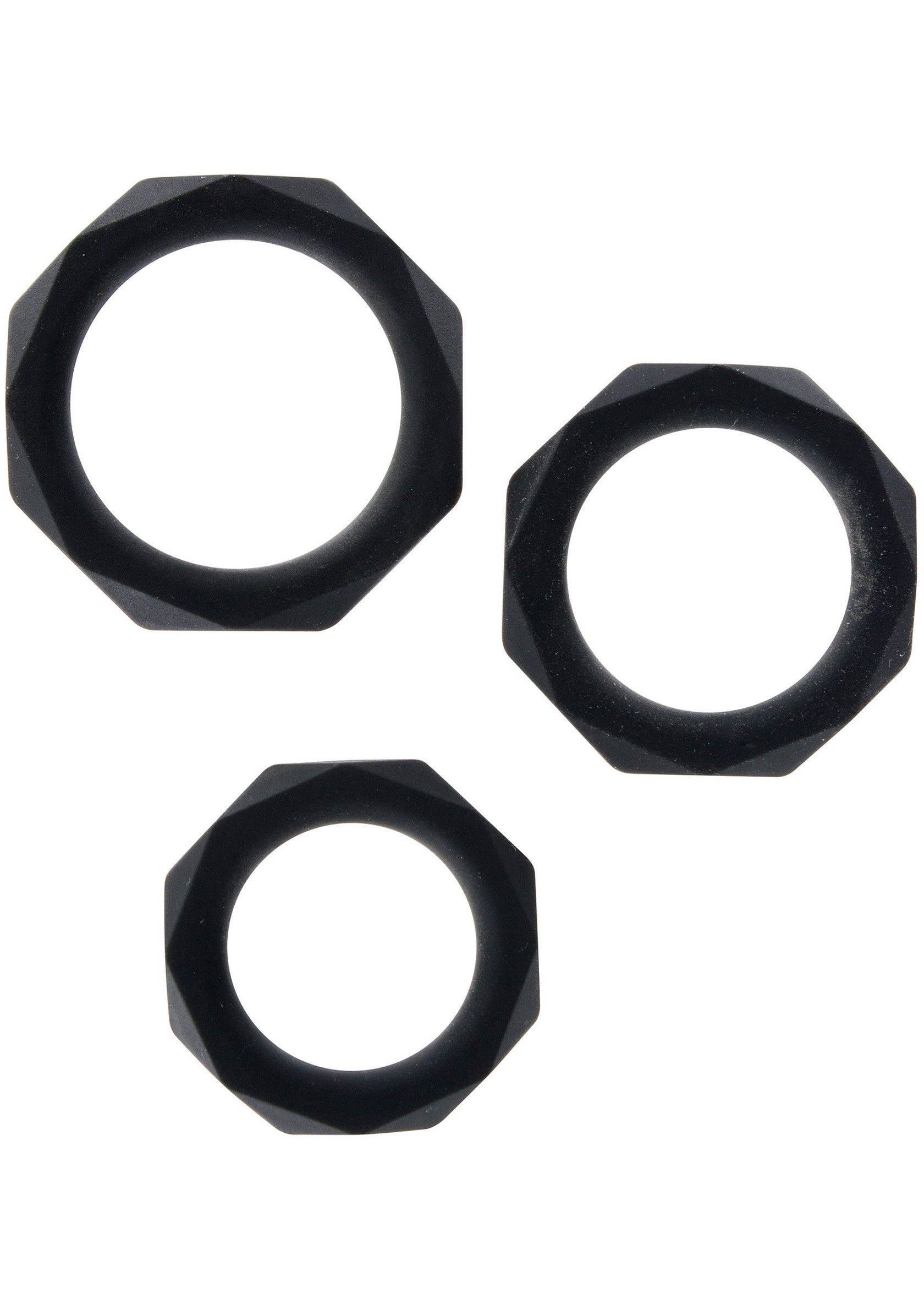 Lot de 3 joints toriques noirs octogonaux. Parfait pour l'étanchéité et la fixation dans divers projets.; Set van 3 zwarte, achthoekige O-ringen. Ideaal voor afdichting en bevestiging in diverse projecten.; Set of 3 black, octagonal O-rings. Perfect for sealing and fastening in various projects.