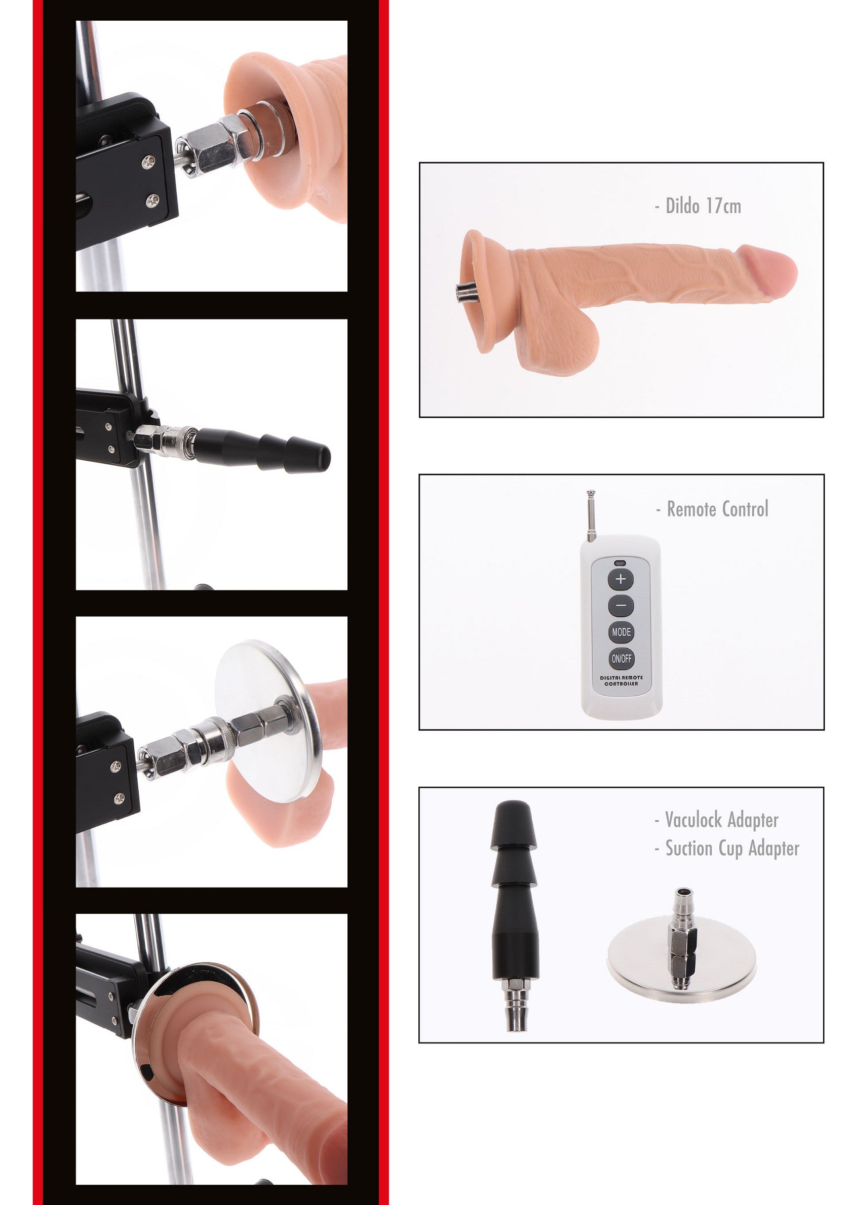 Machine à sexe polyvalente avec dildo interchangeable et télécommande pour une expérience personnalisée.; Veelzijdige seksmachine met verwisselbare dildo en afstandsbediening voor een gepersonaliseerde ervaring.; Versatile sex machine with interchangeable dildo & remote control for a customized experience.