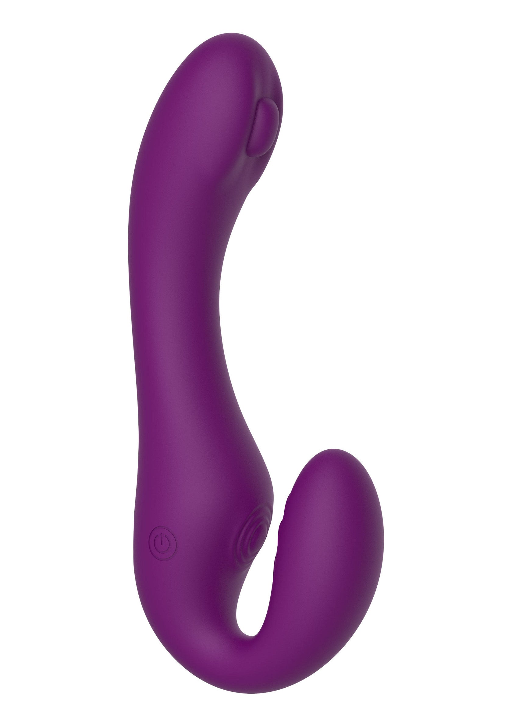Vibromasseur double vibrant violet pour une stimulation intense et ciblée.; Paarse vibrerende dubbele stimulator voor intense en gerichte stimulatie.; Purple vibrating double stimulator for intense & targeted stimulation.