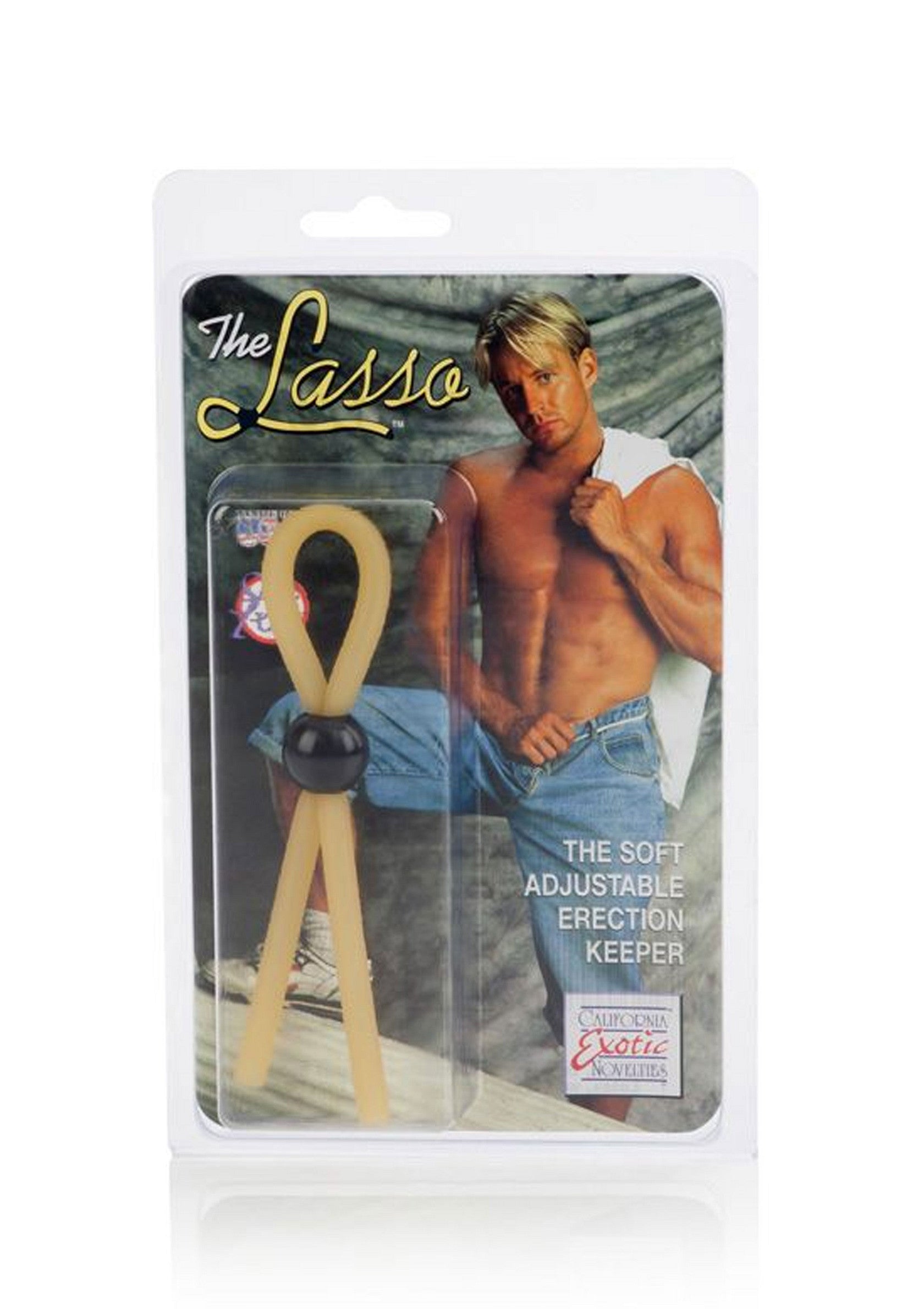 The Lasso, un accessoire pour homme ajustable pour une érection prolongée. Doux et confortable.; The Lasso, een zachte verstelbare erectiehouder voor mannen. Comfortabel en discreet.; The Lasso, soft adjustable erection keeper for men. Comfortable and discreet. Enhances pleasure.