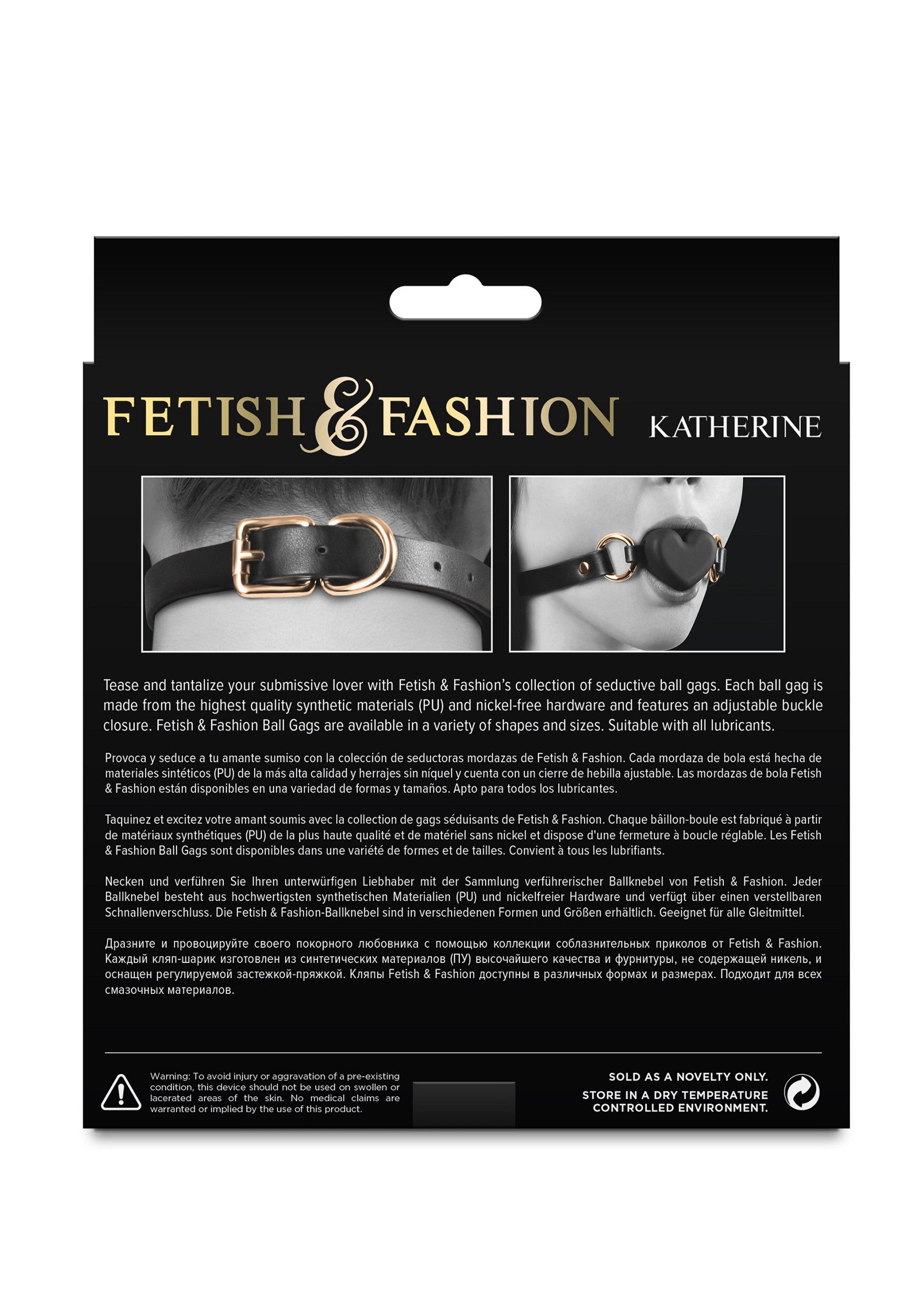 Fetish & Fashion Katherine ball gag pour un jeu de soumission en toute sécurité. Matières synthétiques et boucle ajustable.; Fetish & Fashion Katherine ball gag voor veilige dominantie. Synthetische materialen en verstelbare gesp.; Fetish & Fashion Katherine ball gag for safe submission play. Synthetic materials and adjustable buckle closure.