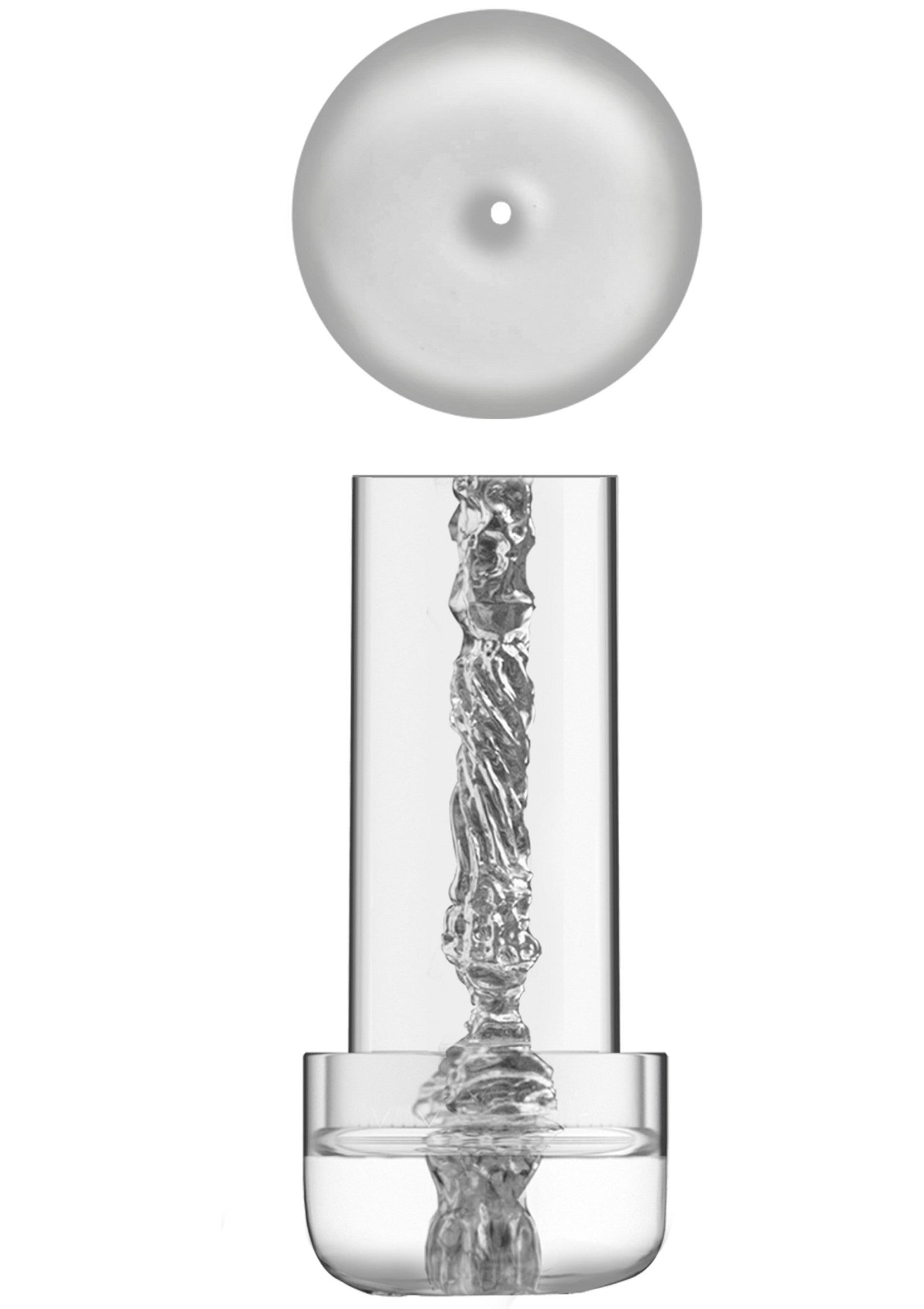 Fontaine à eau en verre avec un design unique et moderne, idéale pour ajouter une touche d'élégance à votre intérieur.; Glazen waterfontein met uniek, modern design, ideaal om een vleugje elegantie toe te voegen aan uw interieur.; Glass water fountain with a unique, modern design, perfect for adding a touch of elegance to your home.