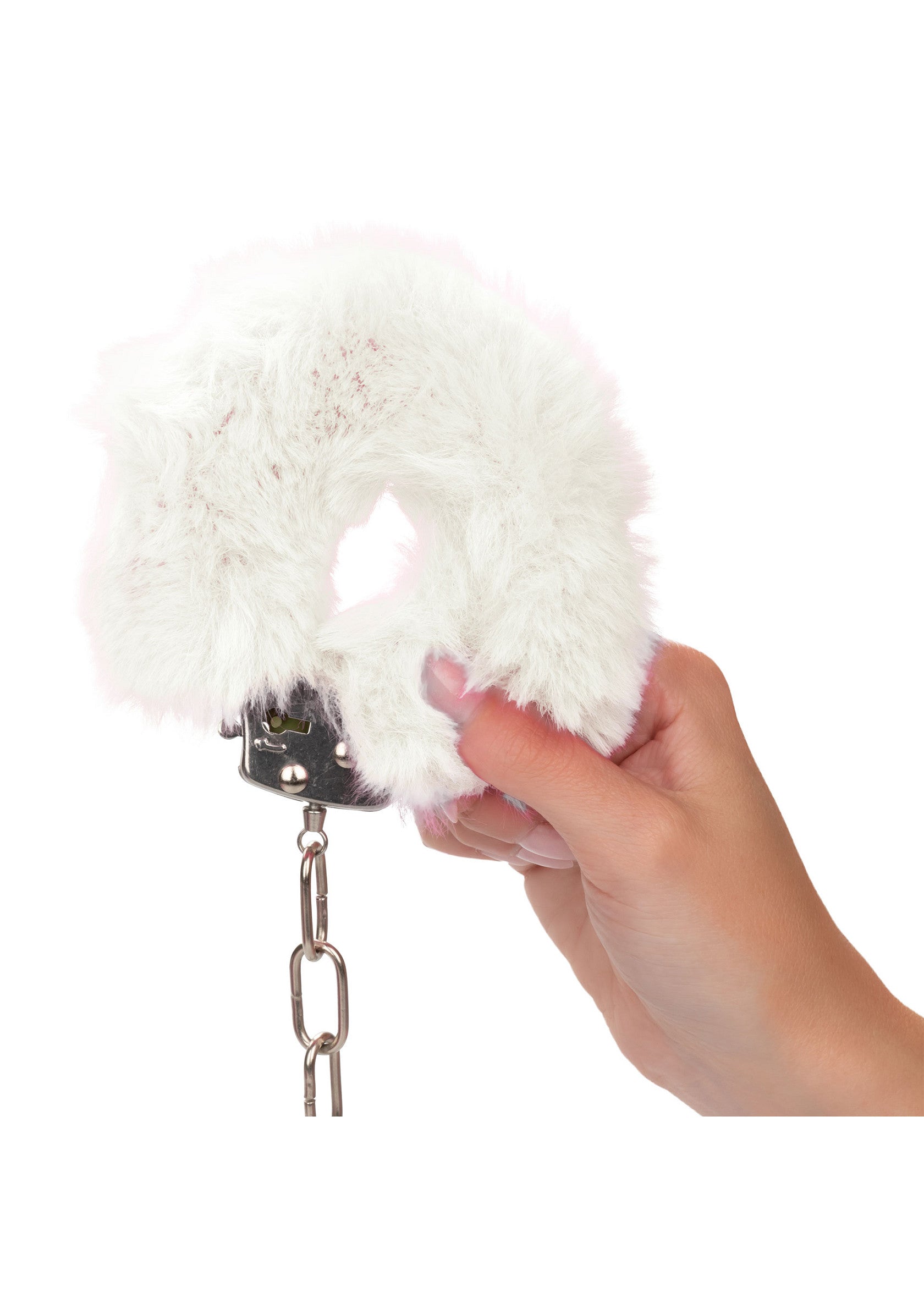 Menottes blanches douces et amusantes pour adultes. Ajoutez du piquant à votre vie amoureuse.; Pluizige witte handboeien voor volwassenen. Voeg pit toe aan je liefdesleven.; Fluffy white handcuffs for adults. Spice up your love life.