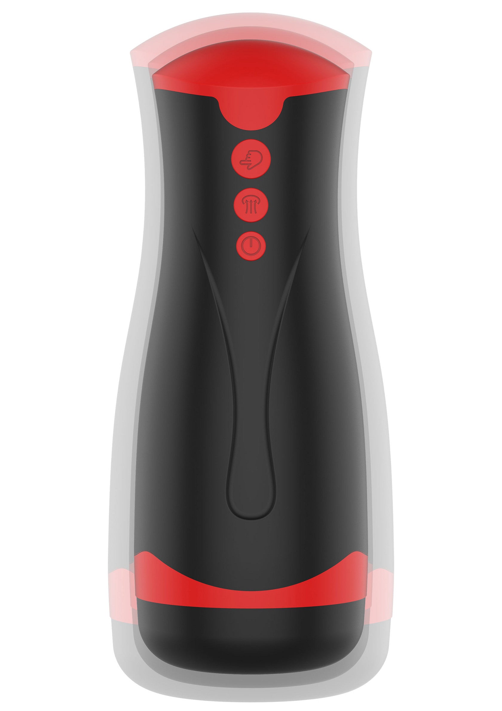 Manchon de masturbation noir et rouge avec commandes. Pour une expérience intime unique et personnalisée.; Zwart en rood masturbatiehuls met bediening. Voor een unieke en persoonlijke intieme ervaring.; Black and red masturbation sleeve with controls. For a unique and personalized intimate experience.