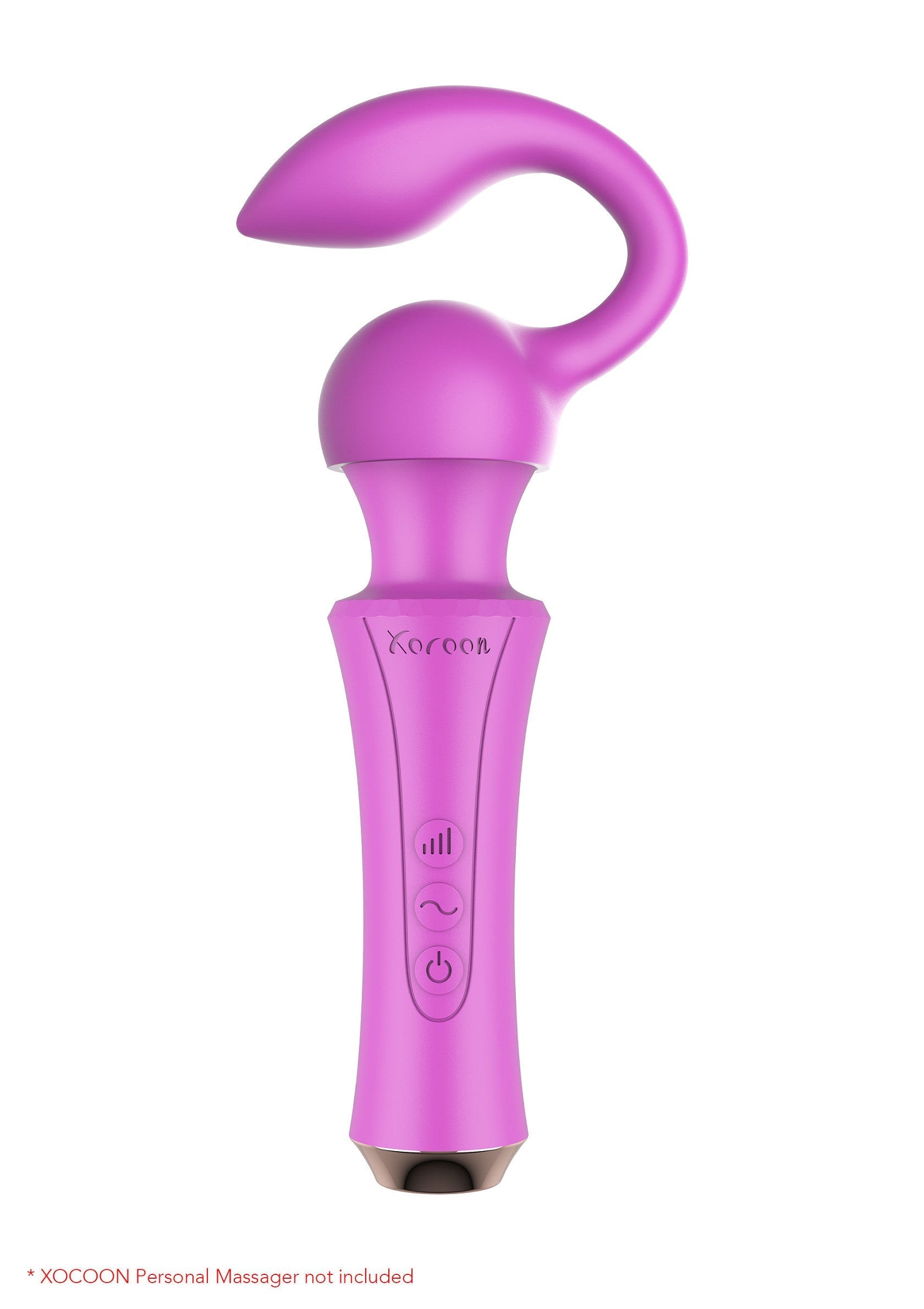 Masseur personnel rose XOCOON avec une tête courbée pour une stimulation précise et un soulagement des tensions.; Roze XOCOON persoonlijke massager met gebogen kop voor nauwkeurige stimulatie en spanningsverlichting.; Pink XOCOON personal massager with curved head for pinpoint stimulation and tension relief.