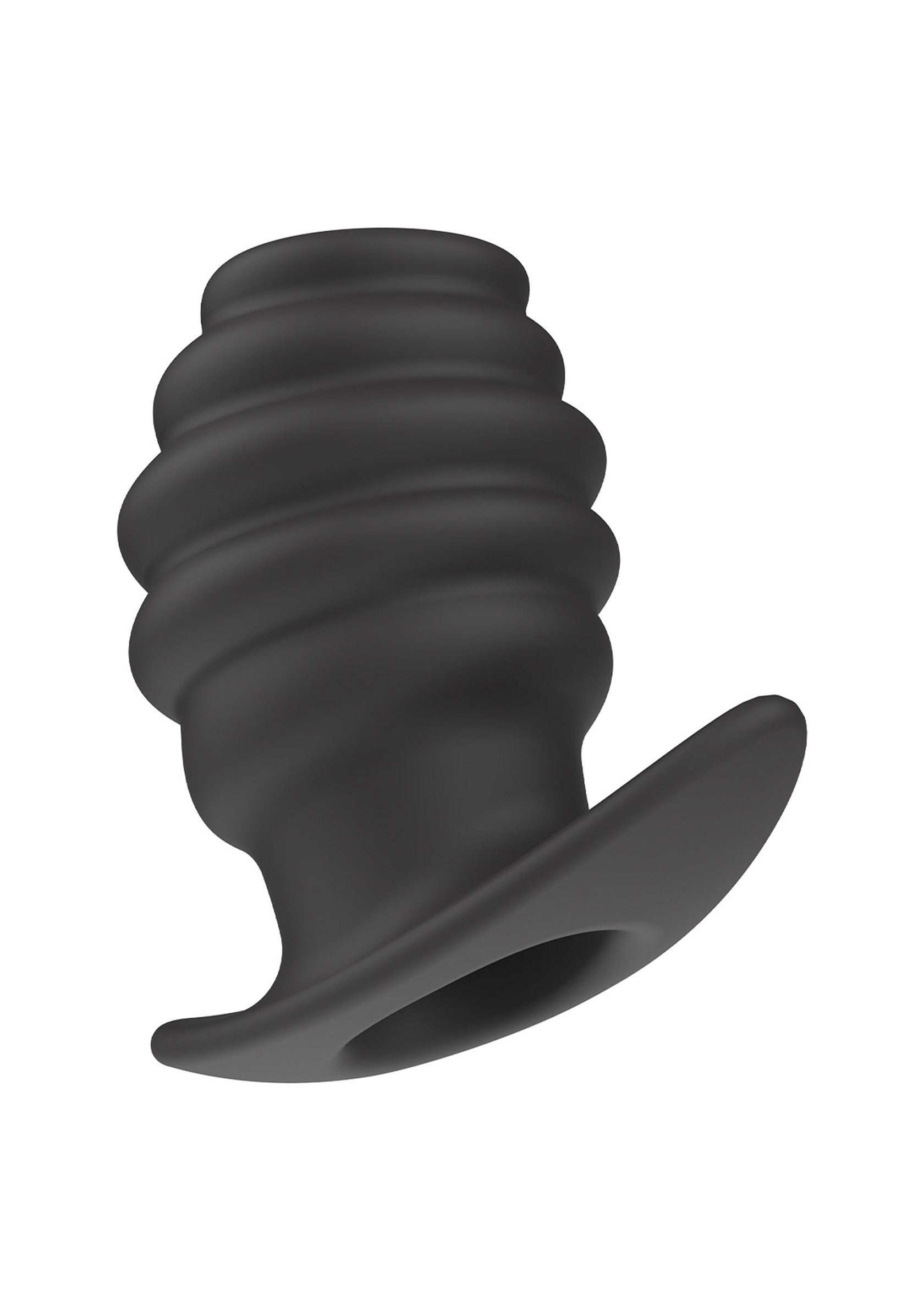 Plug anal noir, texture ondulée pour plus de plaisir. Accessoire intime pour adultes.; Zwarte anale plug met geribbelde textuur voor extra genot. Intiem accessoire voor volwassenen.; Black anal plug, ribbed texture for extra pleasure. Intimate accessory for adults.