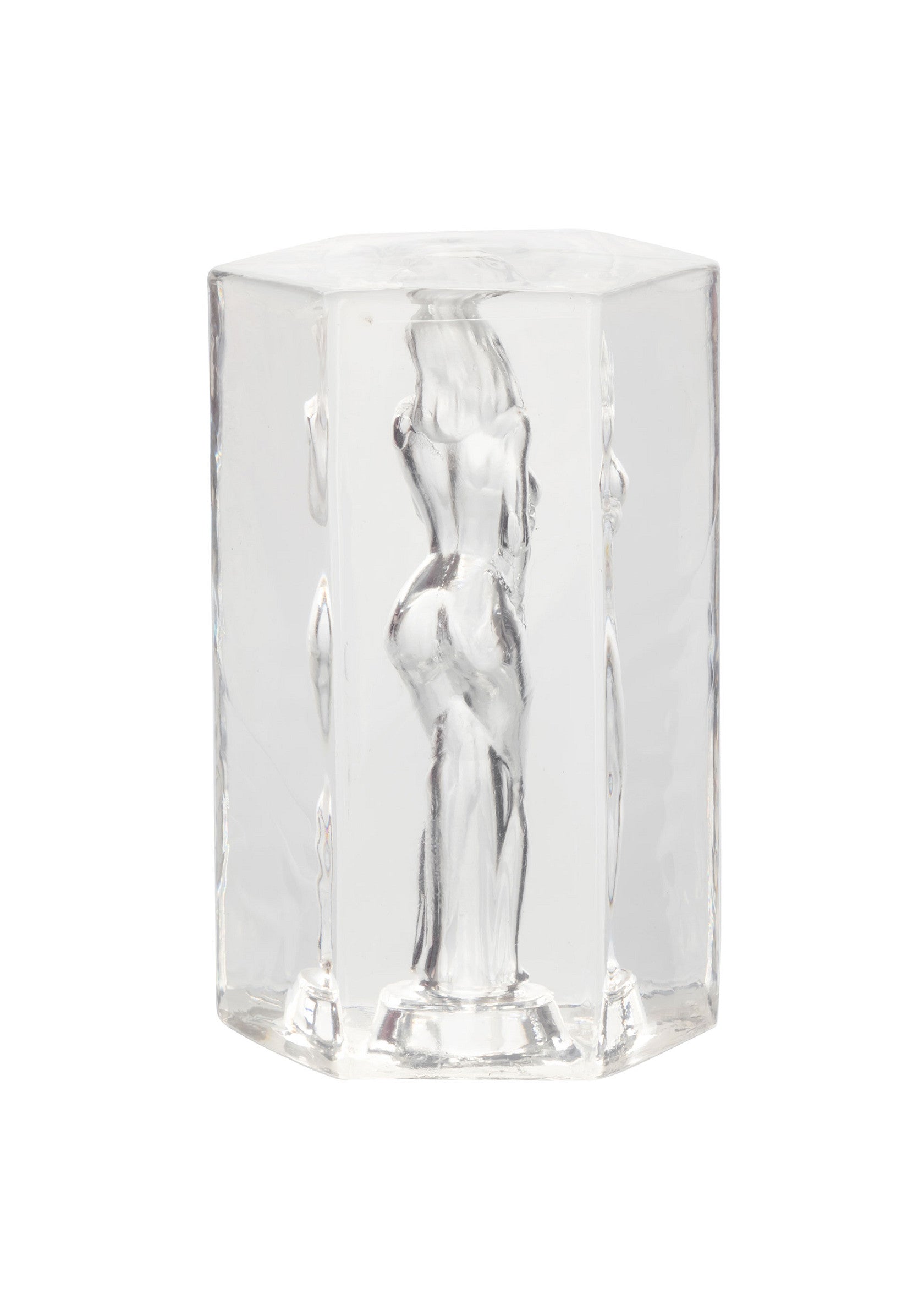 Sculpture en verre avec figure féminine. Objet de décoration design pour votre intérieur.; Glazen sculptuur met vrouwenfiguur. Design decoratie object voor uw interieur.; Glass sculpture with female figure. Design decoration object for your interior.