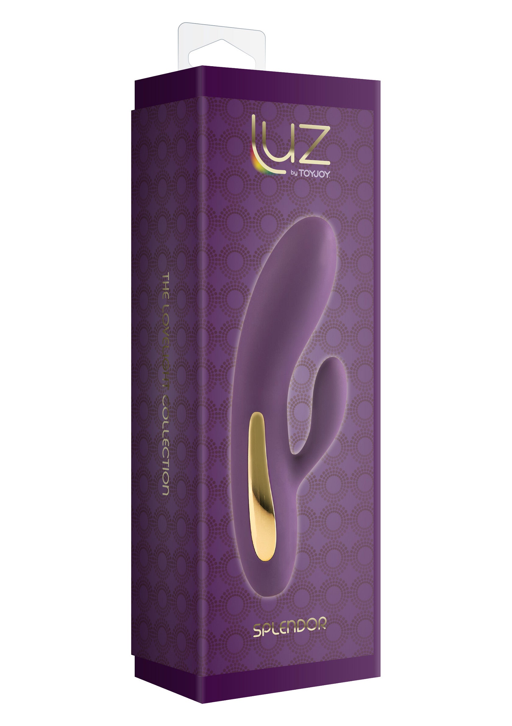 LUZ by ToyJoy Splendor vibromasseur violet. Collection Love Collection. Plaisir et volupté garantis! ; LUZ by ToyJoy Splendor vibrator, paars. Love Collection. Gegarandeerd genot en verwennerij!; LUZ by ToyJoy Splendor vibrator, purple. Love Collection. Pleasure and indulgence guaranteed!