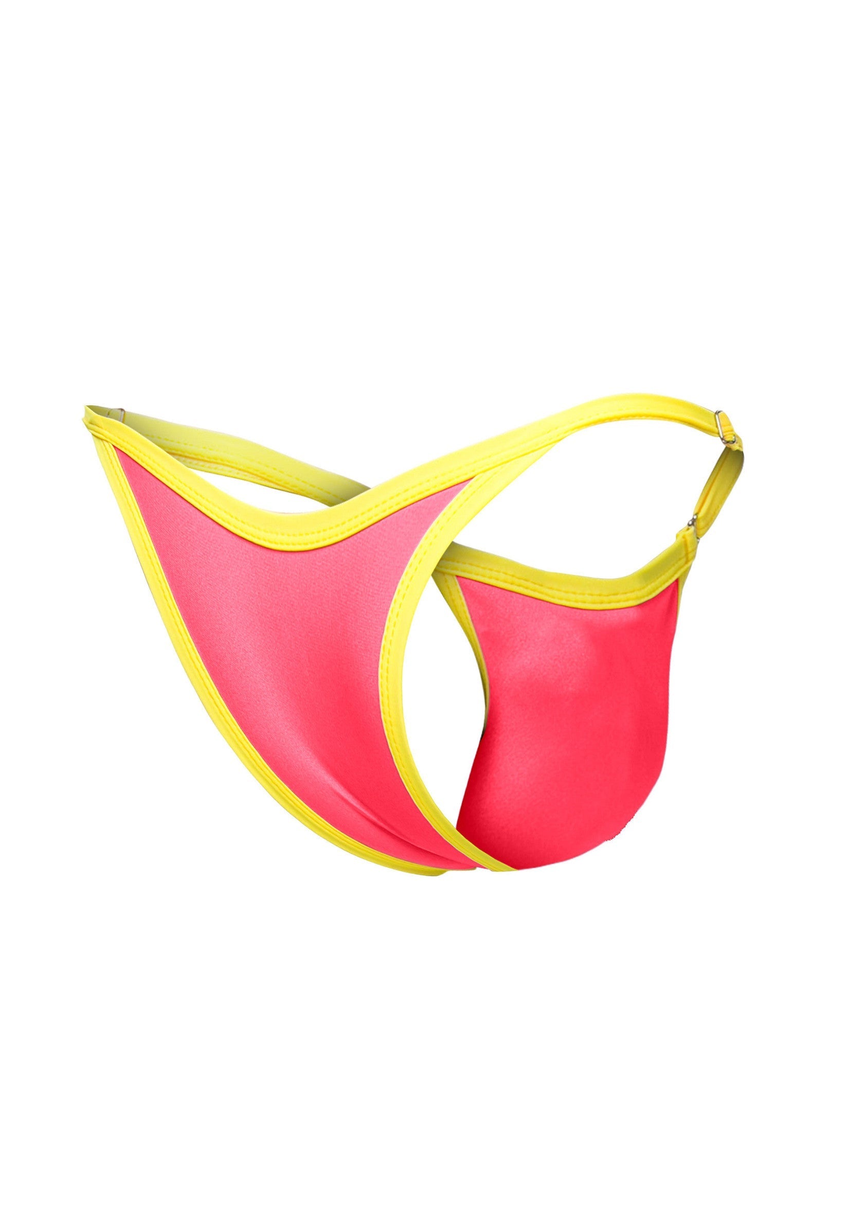 String rose et jaune pour femme, lingerie sexy et tendance.; Roze en gele string voor dames, sexy en trendy lingerie.; Pink and yellow thong for women, sexy and trendy lingerie.