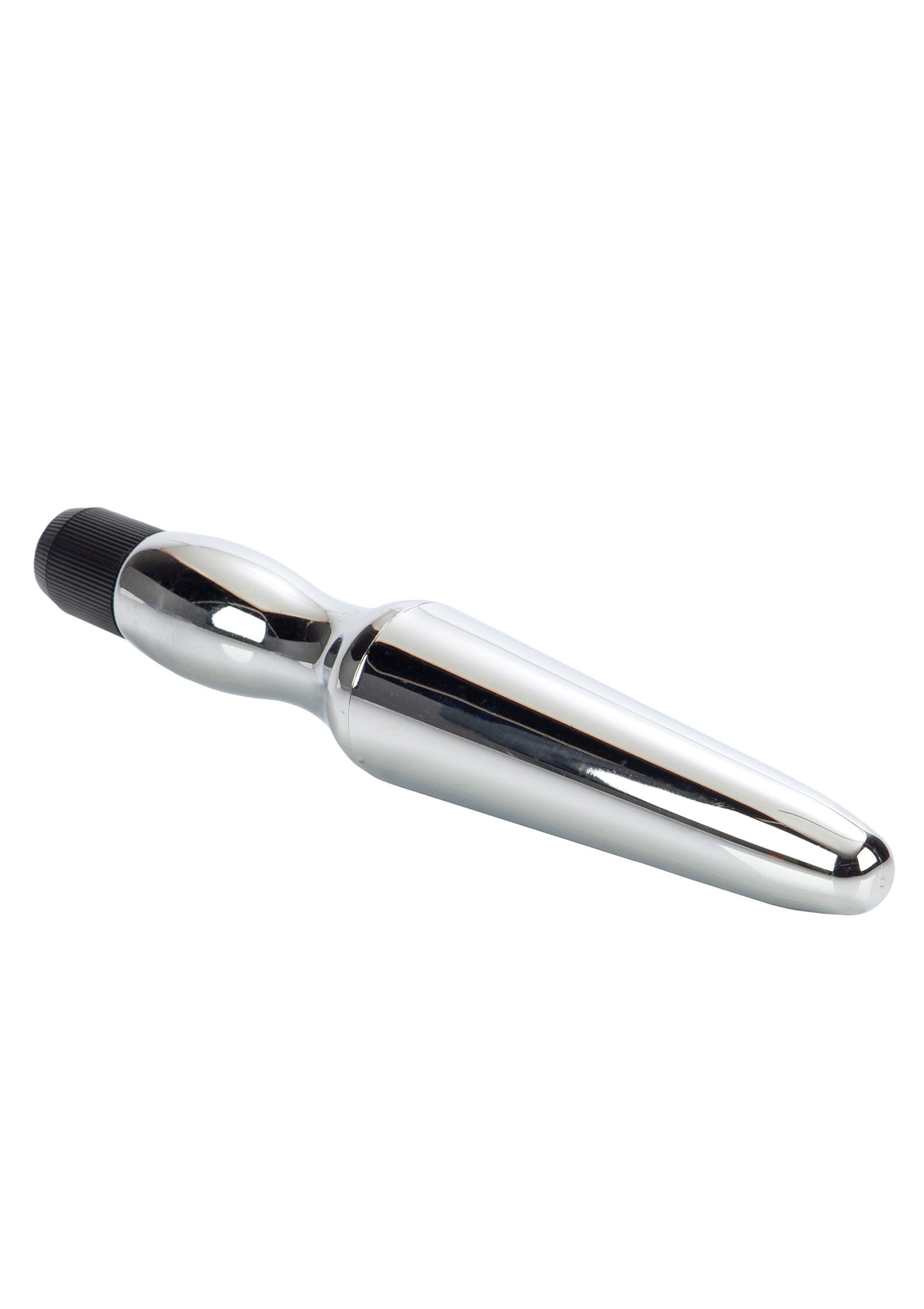 Plug anal lisse en métal chromé pour une expérience sensuelle.; Gladde anale plug van chroommetaal voor een sensuele ervaring.; Smooth chrome metal anal plug for a sensual experience.