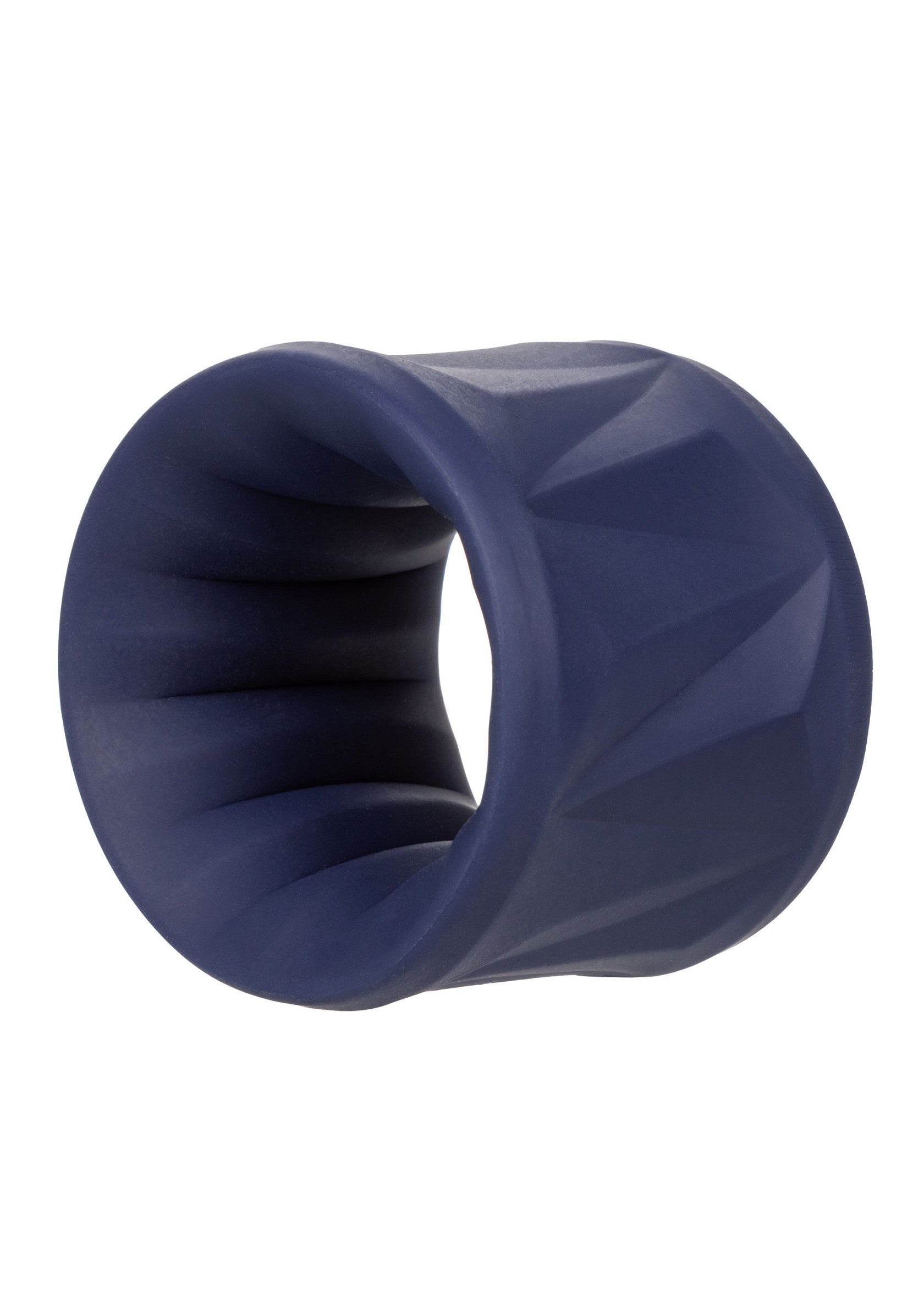 Anneau pénien texturé bleu marine. Plaisir intense garanti !; Marineblauwe getextureerde penisring. Gegarandeerd intens genot!; Navy textured cock ring. Guaranteed intense pleasure!
