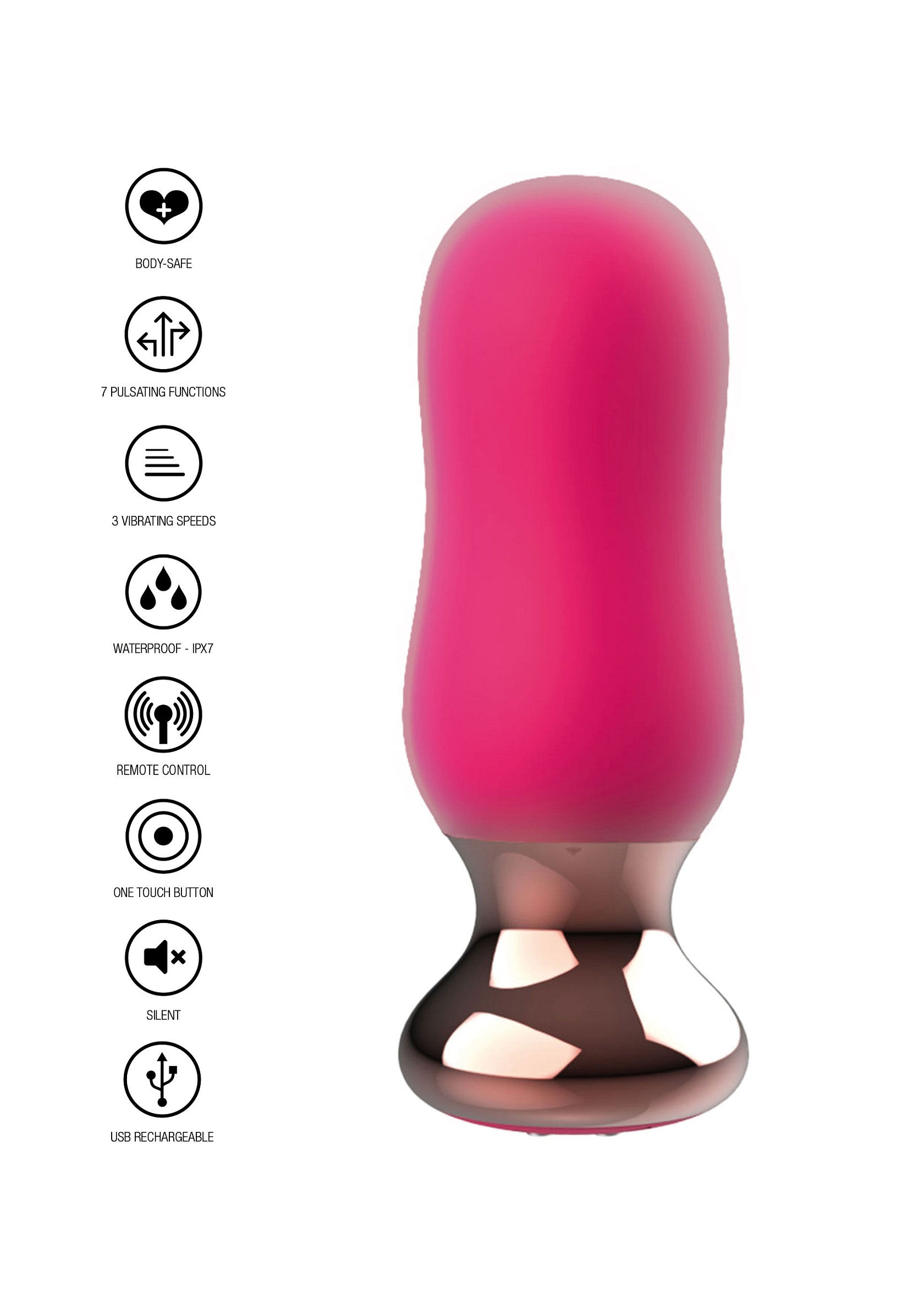 Masseur vibrant rose avec télécommande, étanche et rechargeable par USB pour des moments intimes et silencieux.; Roze vibrerende stimulator met afstandsbediening, waterdicht en USB-oplaadbaar voor intieme en stille momenten.; Pink vibrating massager with remote control, waterproof, and USB rechargeable for intimate and silent moments.