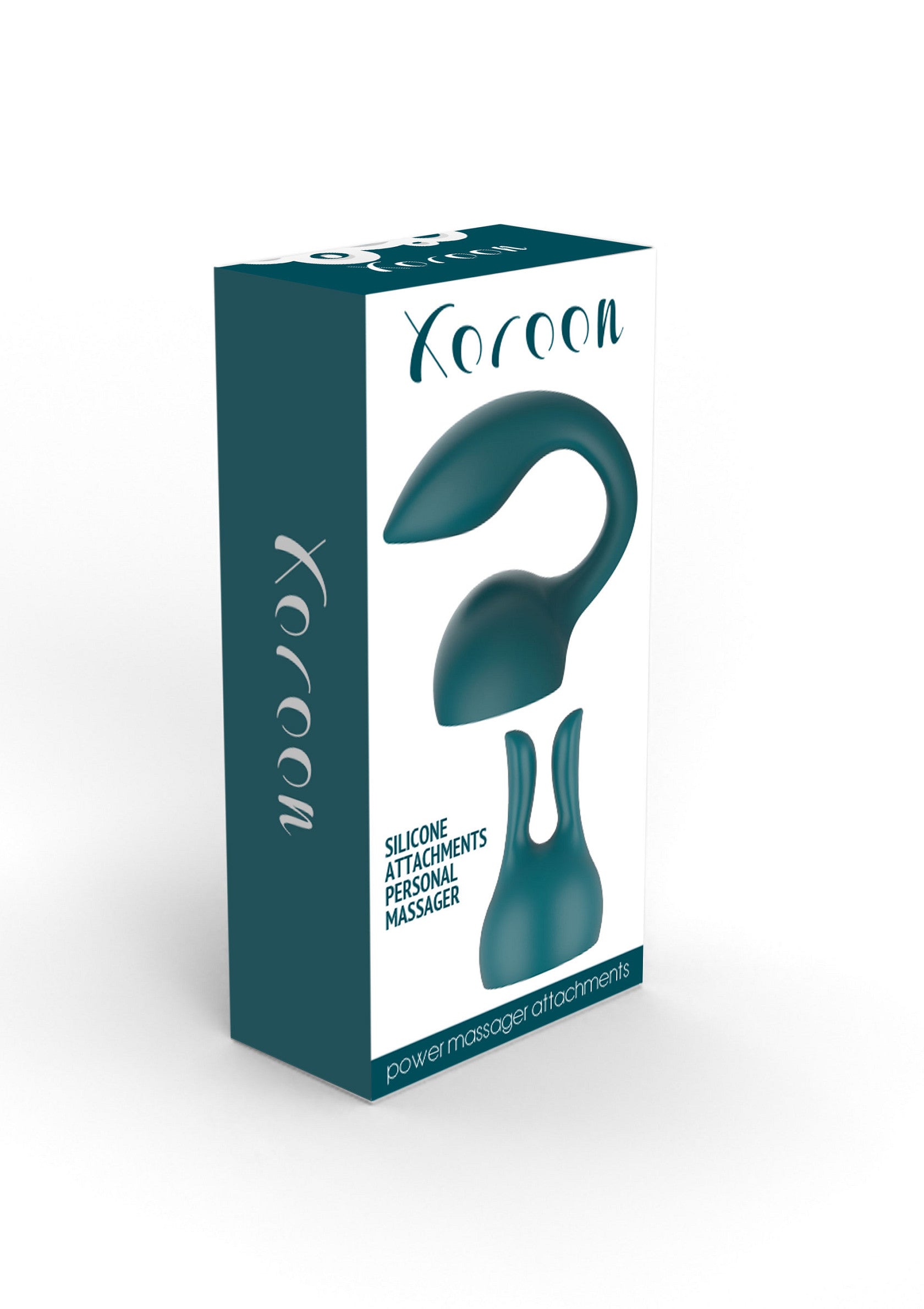 Kit d'accessoires de massage en silicone Xoroon turquoise pour une expérience personnalisée.; Turquoise Xoroon siliconen massage accessoires set voor een persoonlijke ervaring.; Turquoise Xoroon silicone massage attachments set for a personalized experience.