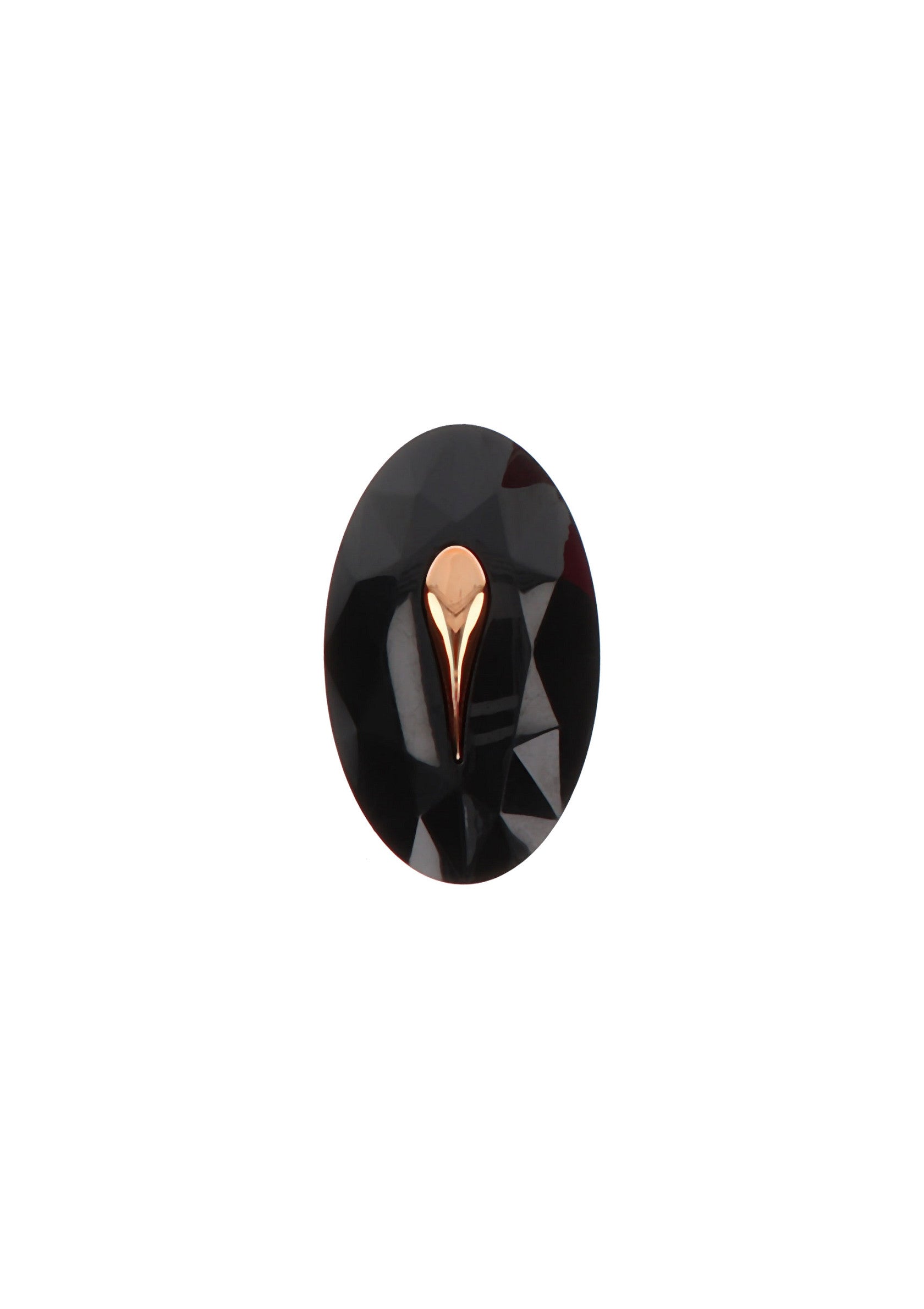 Bijou ovale noir avec accent doré élégant. Accessoire de mode sophistiqué pour toute occasion.; Ovaal zwart sieraad met elegante gouden accenten. Een verfijnde modeaccessoire voor elke gelegenheid.; Oval black jewelry with elegant gold accents. A sophisticated fashion accessory for any occasion.