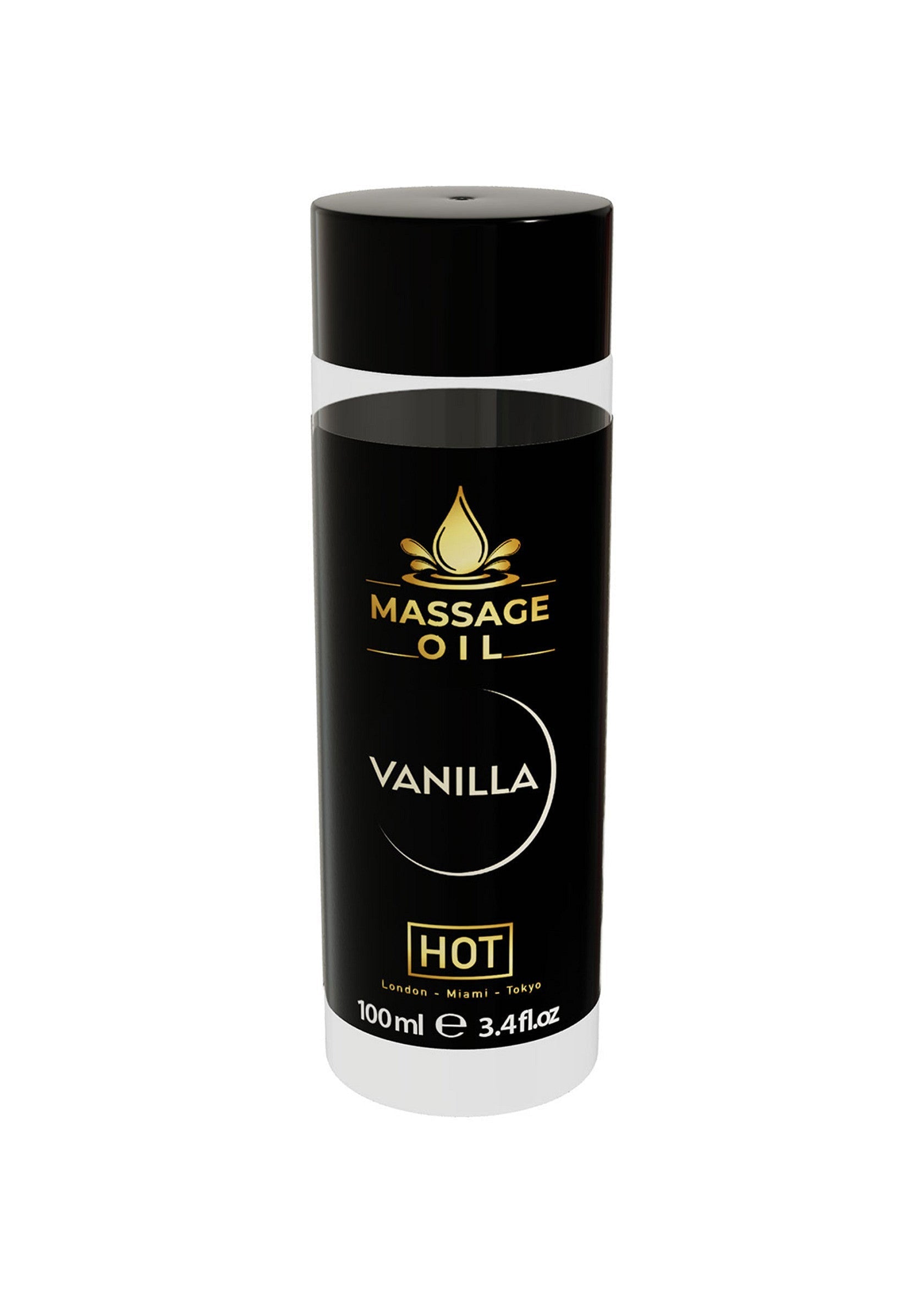 Huile de massage vanille chauffante 100ml. Détendez-vous avec un massage sensuel et parfumé.; Verwarmende massageolie vanille 100ml. Ontspan met een sensuele en geurige massage.; Warming vanilla massage oil 100ml. Relax with a sensual and fragrant massage.