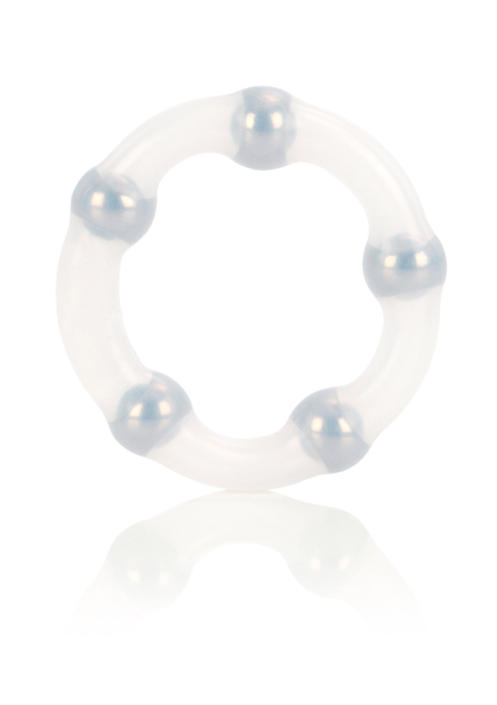 Anneau pénien transparent avec des boules argentées. Pour plus de plaisir et de sensations.; Transparante penisring met zilveren ballen. Voor meer plezier en sensaties.; Transparent cock ring with silver balls. For extra pleasure and sensations.