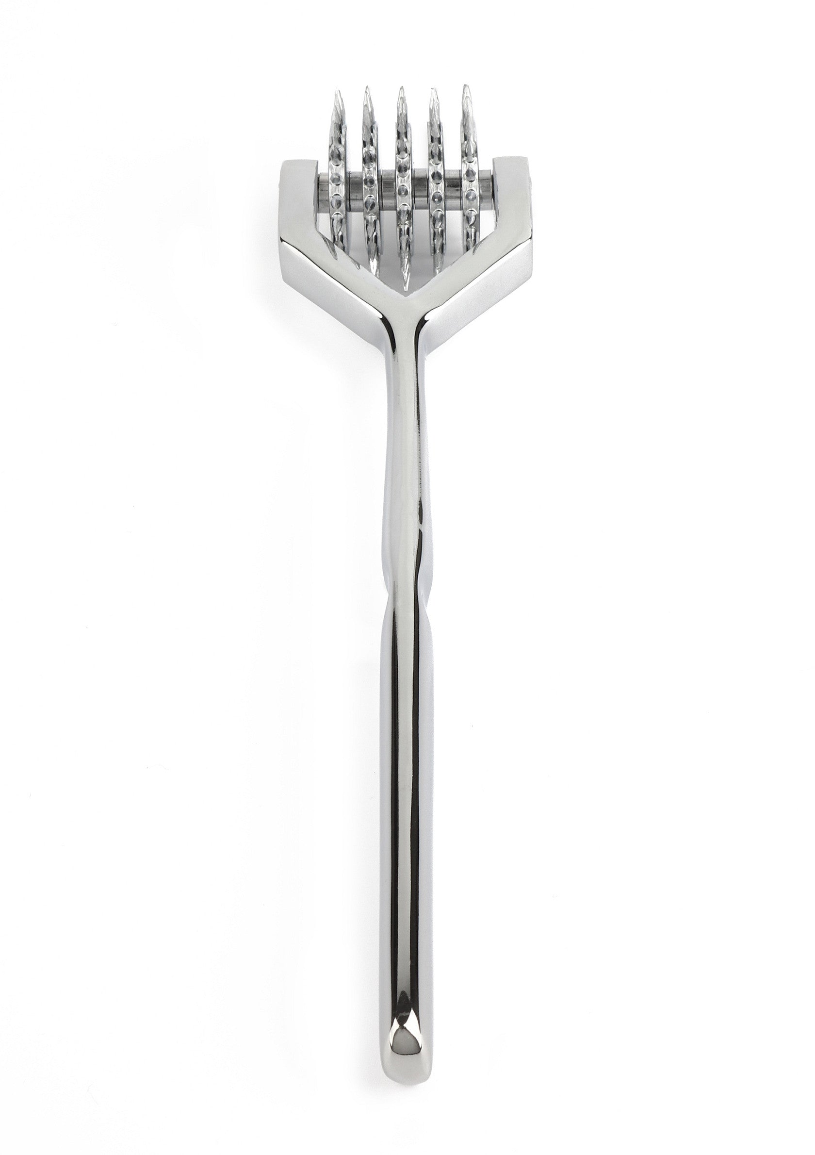 Gratte-dos en métal pour un soulagement apaisant des démangeaisons et des tensions.; Metalen rugkrabber voor rustgevende verlichting van jeuk en spanning.; Metal back scratcher for soothing itch relief and relaxation.