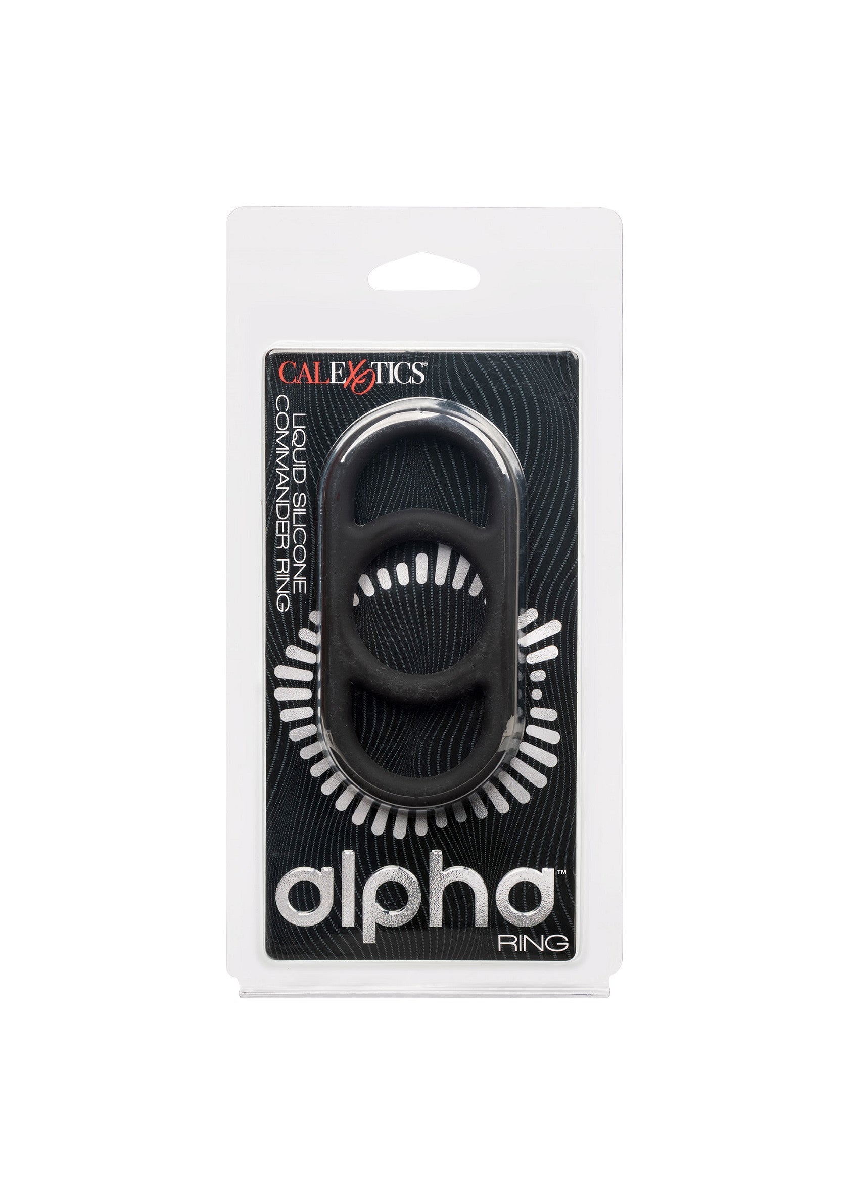 Anneau pénien CalExotics Alpha en silicone liquide pour plus de plaisir et de performance.; CalExotics Alpha penisring van vloeibare siliconen voor extra plezier en prestaties.; CalExotics Alpha cock ring made of liquid silicone for extra pleasure and performance.