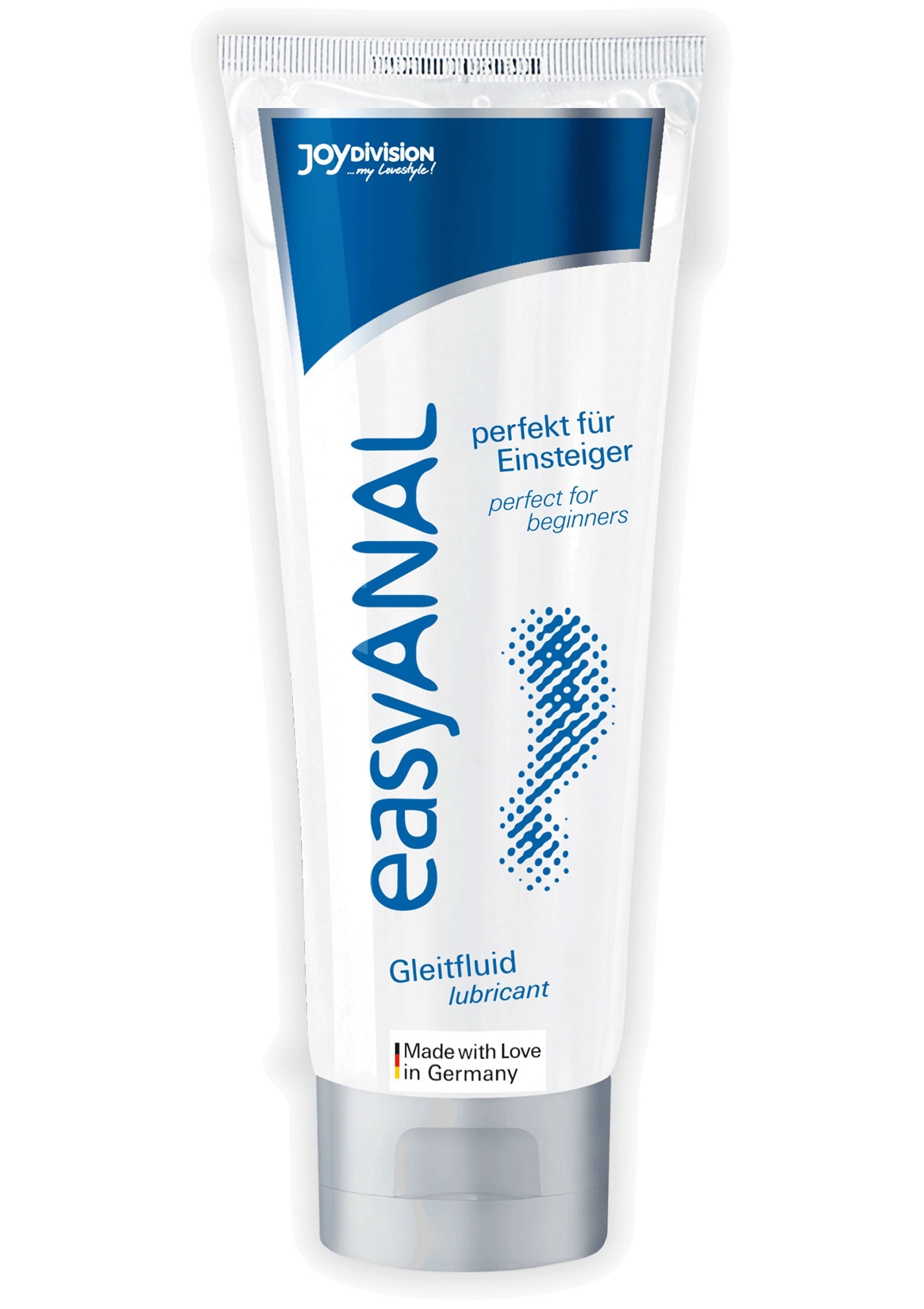 Lubrifiant anal EasyAnal JoyDivision pour débutants. Facilite la pénétration et réduit la friction. Fabriqué en Allemagne.; EasyAnal glijmiddel van JoyDivision, perfect voor beginners. Makkelijke penetratie en minder wrijving. Made in Germany.; JoyDivision EasyAnal lubricant, perfect for beginners. Easy penetration and reduced friction. Made with Love in Germany.