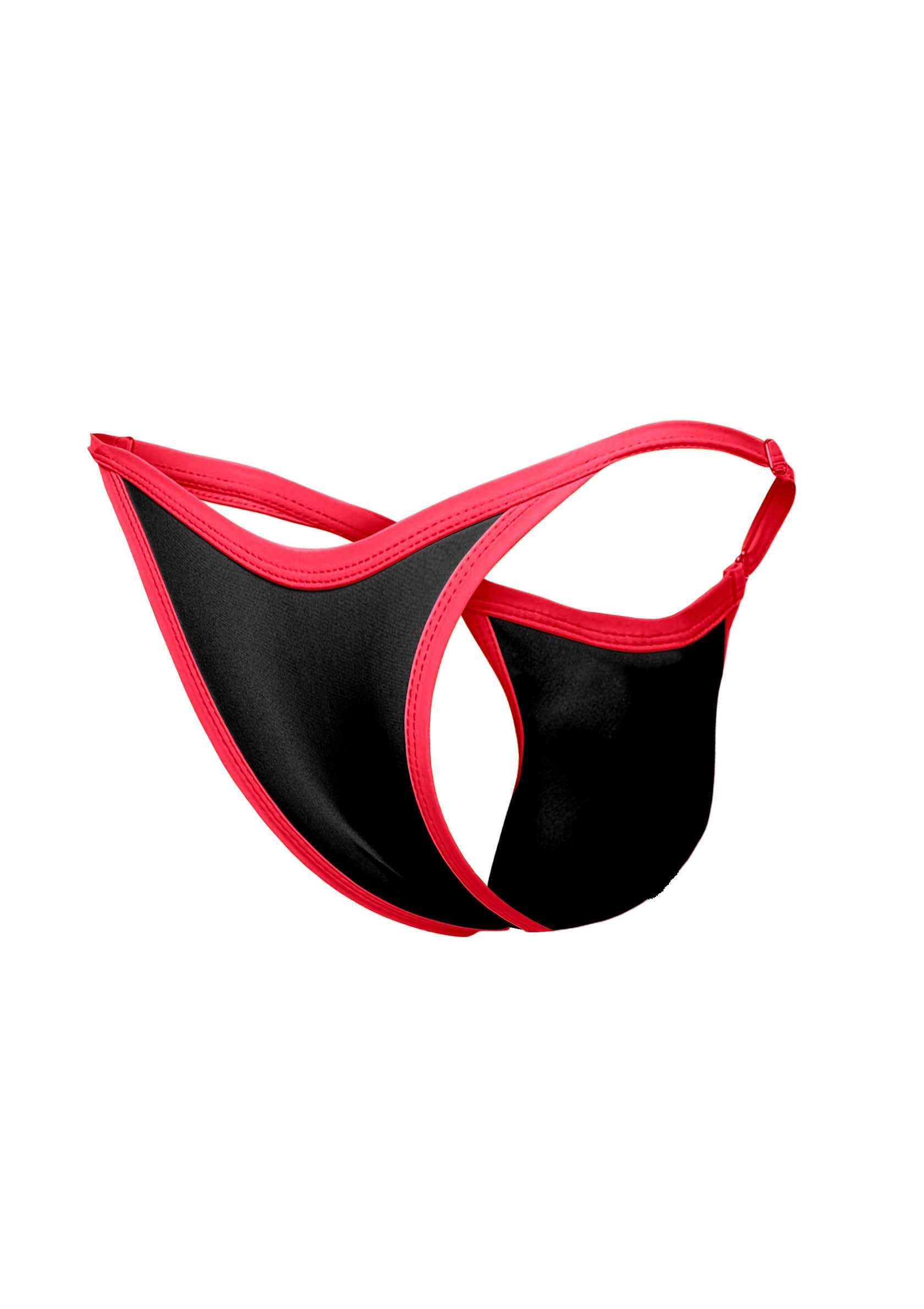 String masculin noir et rouge. Sous-vêtement sexy pour homme. Confort et style assurés. Disponible maintenant!; Zwarte en rode herenstring. Sexy herenondergoed. Comfort en stijl verzekerd. Nu beschikbaar!; Black and red men's thong. Sexy men's underwear. Comfort and style assured. Available now!