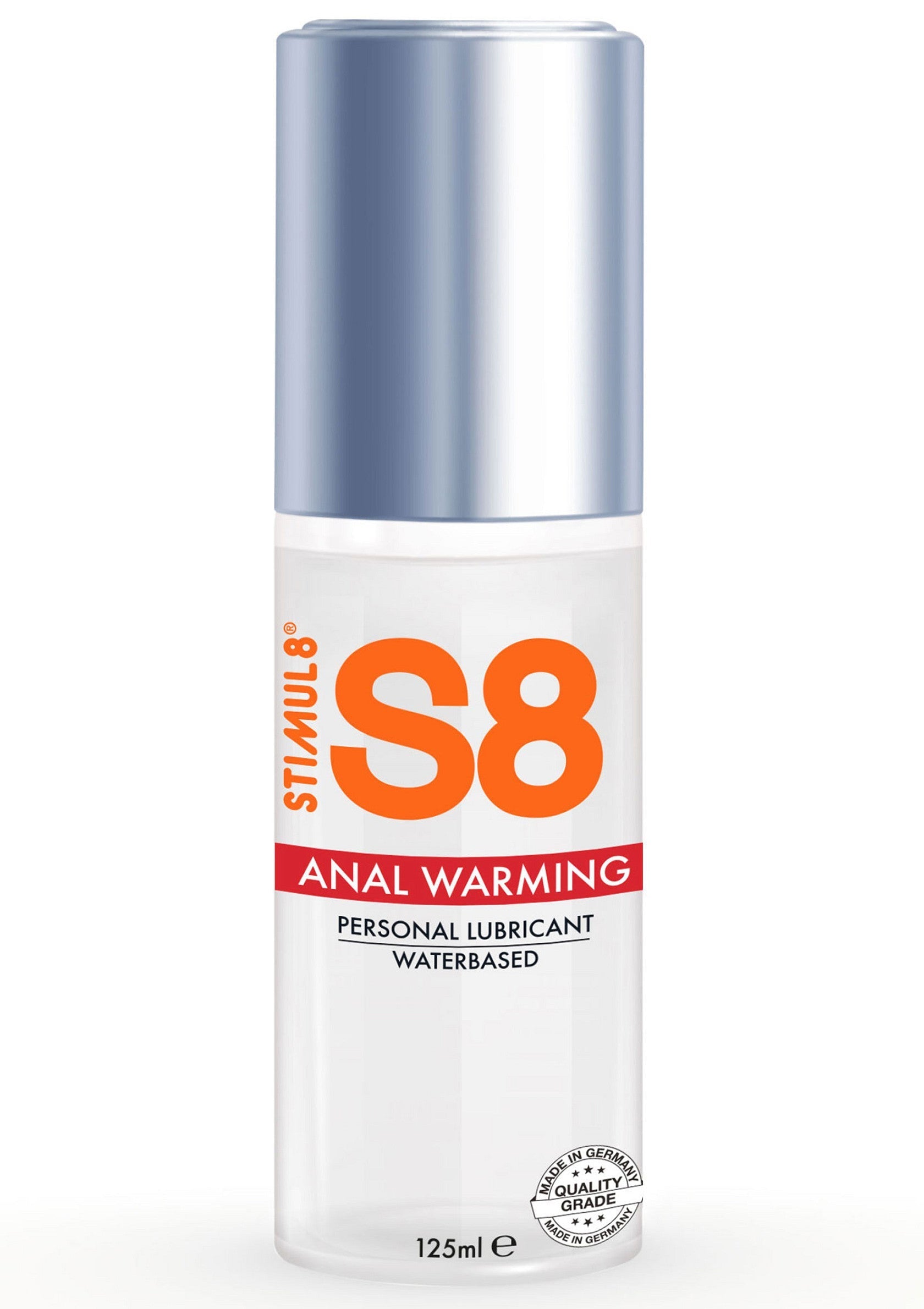 Stimul8 S8 Lubrifiant personnel anal chauffant à base d'eau. 125ml; Stimul8 S8 Warme anaal glijmiddel op waterbasis. 125ml; Stimul8 S8 Warming anal personal lubricant water based. 125ml