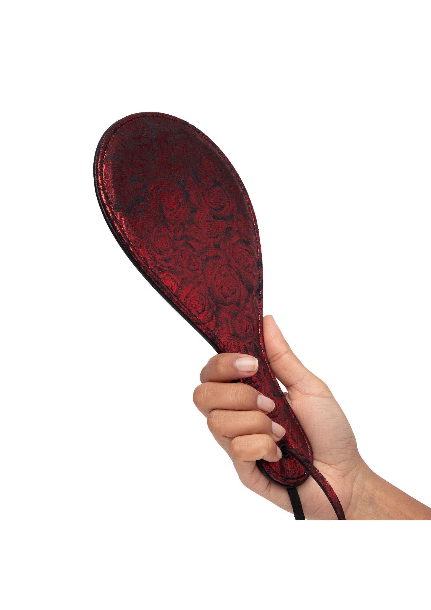 Palette rouge à motifs floraux pour adultes. Accessoire coquin pour pimenter vos jeux érotiques.; Rode paddle met bloemmotief voor volwassenen. Speels accessoire om je erotische spelletjes mee op te fleuren.; Red paddle with floral pattern for adults. Playful accessory to spice up your erotic games.