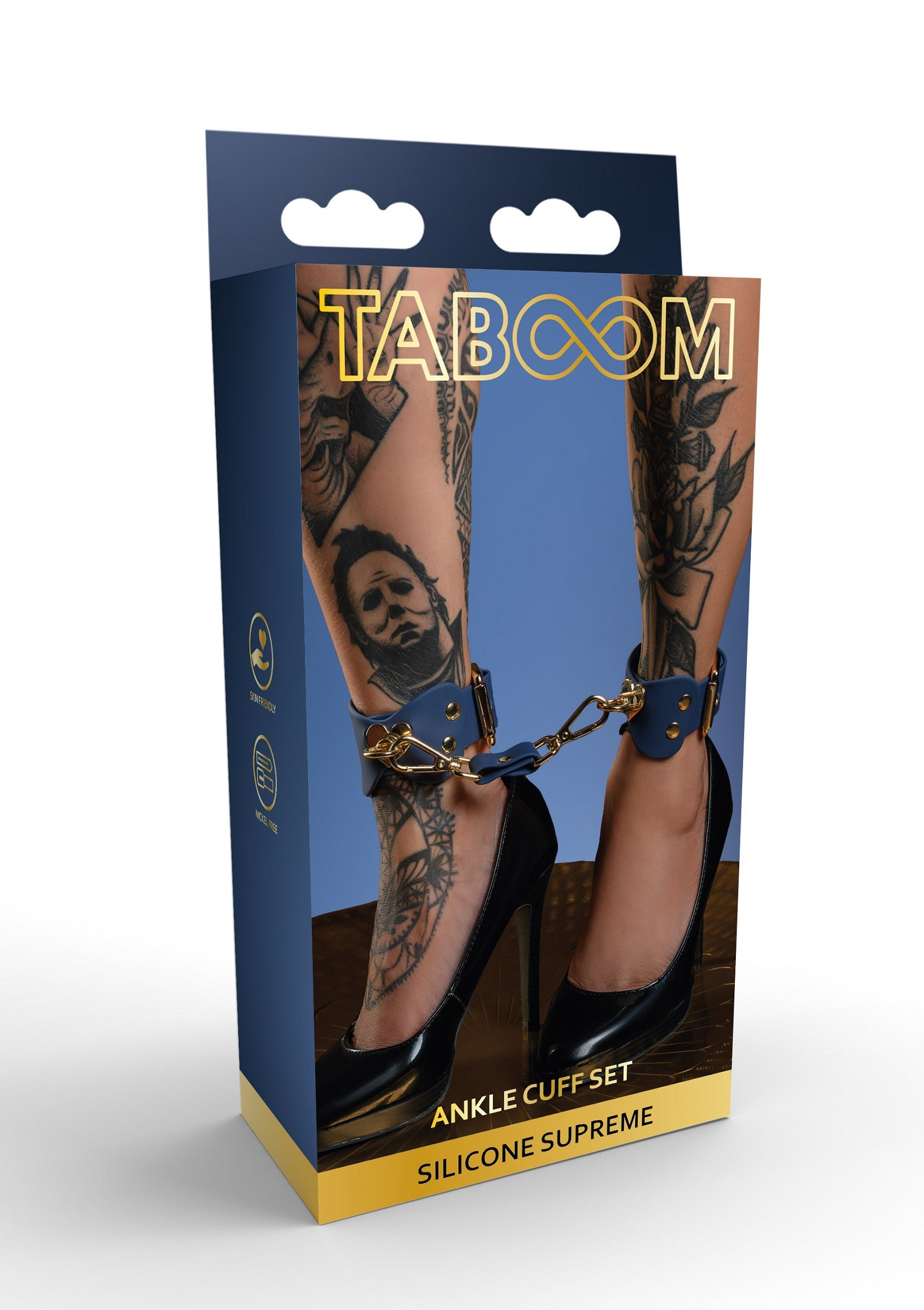 Ensemble de menottes de cheville Taboom Silicone Supreme. Accessoires coquins pour une touche de plaisir et d'excitation.; Taboom Silicone Supreme enkelboeien set. Speelse accessoires voor een extra dosis plezier en opwinding.; Taboom Silicone Supreme ankle cuff set. Playful accessories for an extra dose of fun and excitement.