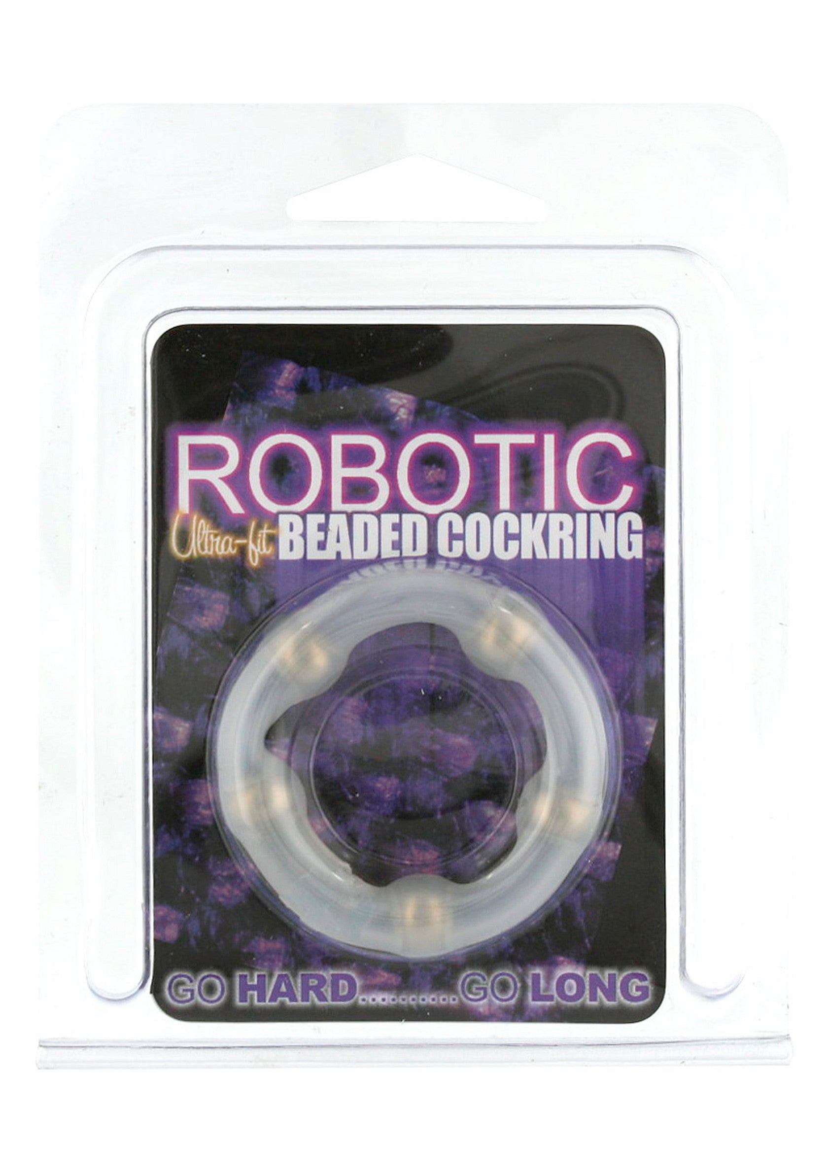 Cockring à billes Robotic Ultra-fit pour une érection longue et dure. Améliore les performances.; Robotic Ultra-fit Beaded Cockring voor een langdurige en harde erectie. Verbetert de prestaties.; Robotic Ultra-fit Beaded Cockring for a long lasting and hard erection. Enhances performance.