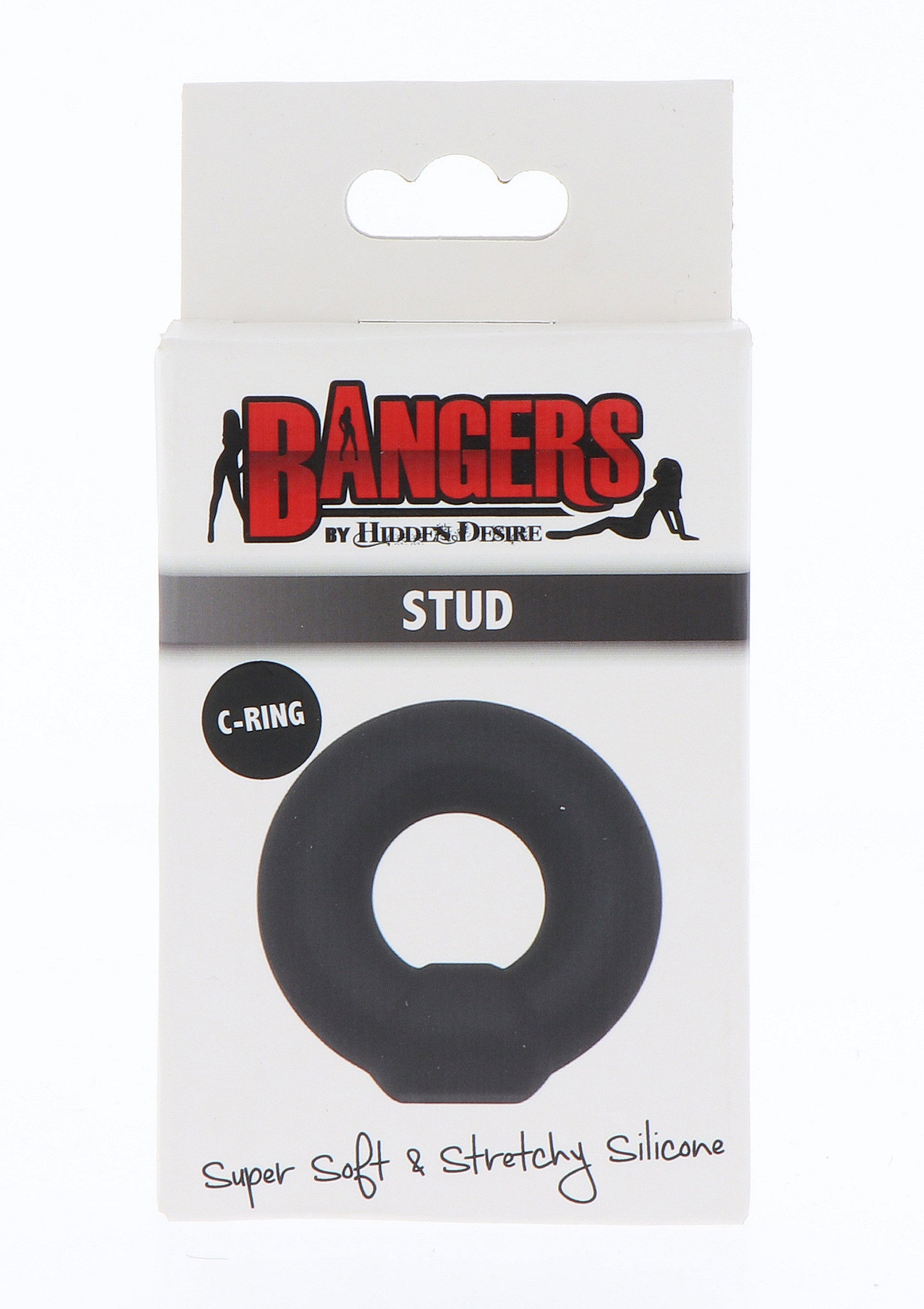 Bangers Stud C-ring : anneau pénien en silicone super doux et extensible pour un plaisir accru et une érection plus dure.; Bangers Stud C-ring: superzachte, rekbare siliconen penisring voor meer genot en een hardere erectie.; Bangers Stud C-ring: super soft, stretchy silicone cock ring for enhanced pleasure and a harder erection.