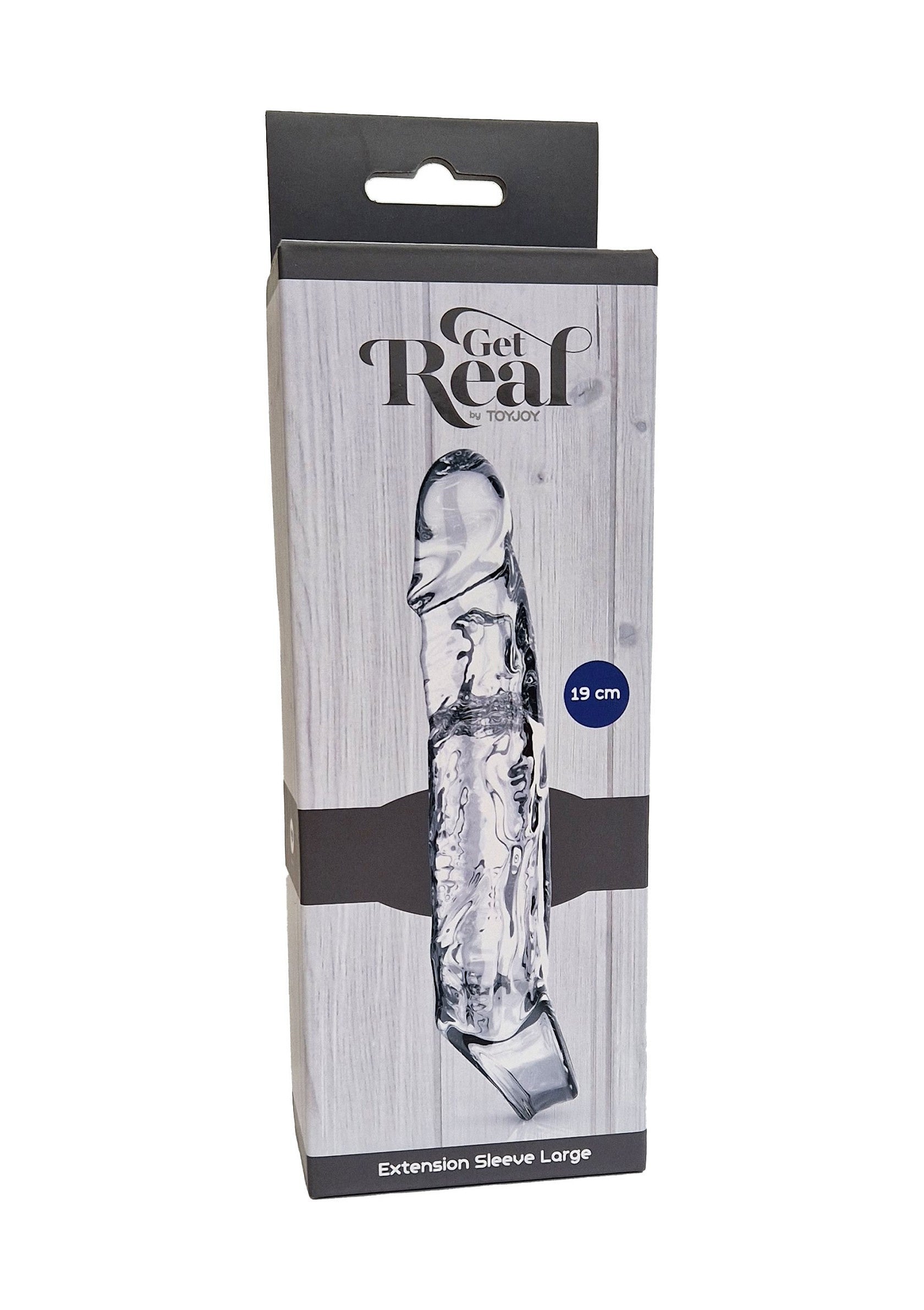 Get Real by ToyJoy, manchon d'extension large de 19 cm pour une expérience intense et réaliste.; Get Real by ToyJoy, 19 cm verlengsleeve large voor een intense en realistische ervaring.; Get Real by ToyJoy, 19 cm large extension sleeve for an intense and realistic experience.