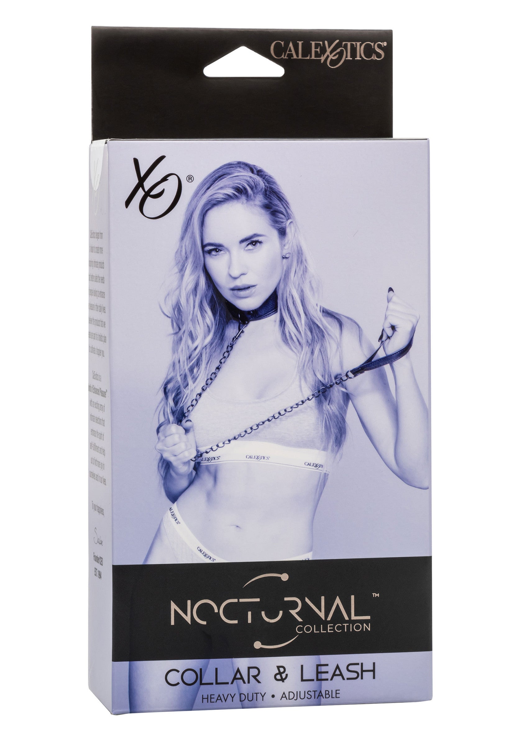 Collier et laisse Calexotics Nocturnal Collection. Accessoires coquins pour adultes. Robuste et réglable.; Calexotics Nocturnal Collection halsband en riem. Speelse accessoires voor volwassenen. Heavy duty en verstelbaar.; Calexotics Nocturnal Collection collar & leash. Adult playful accessories. Heavy duty & adjustable.