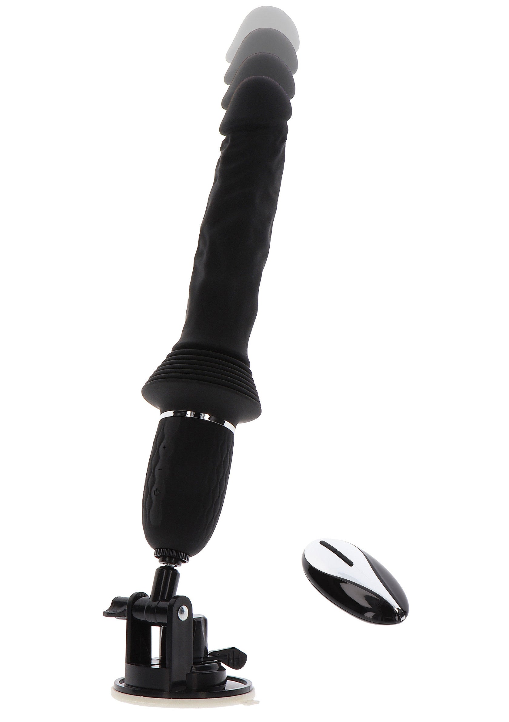 Gode vibrant noir réaliste avec ventouse et télécommande sans fil. Plaisir garanti !; Realistische zwarte vibrerende dildo met zuignap en draadloze afstandsbediening. Gegarandeerd plezier!; Realistic black vibrating dildo with suction cup and wireless remote. Pleasure guaranteed!