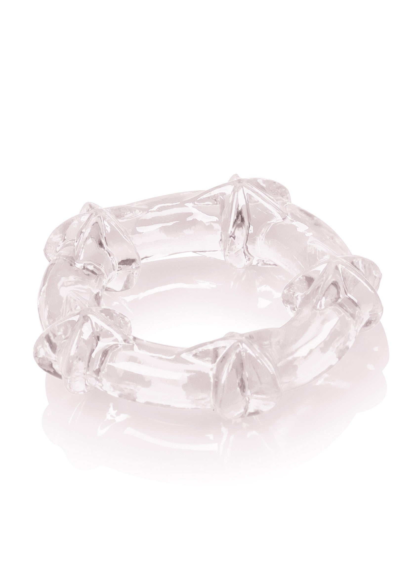 Anneau pénien transparent texturé pour un plaisir accru.; Transparante penisring met textuur voor extra genot.; Textured clear cock ring for enhanced pleasure.
