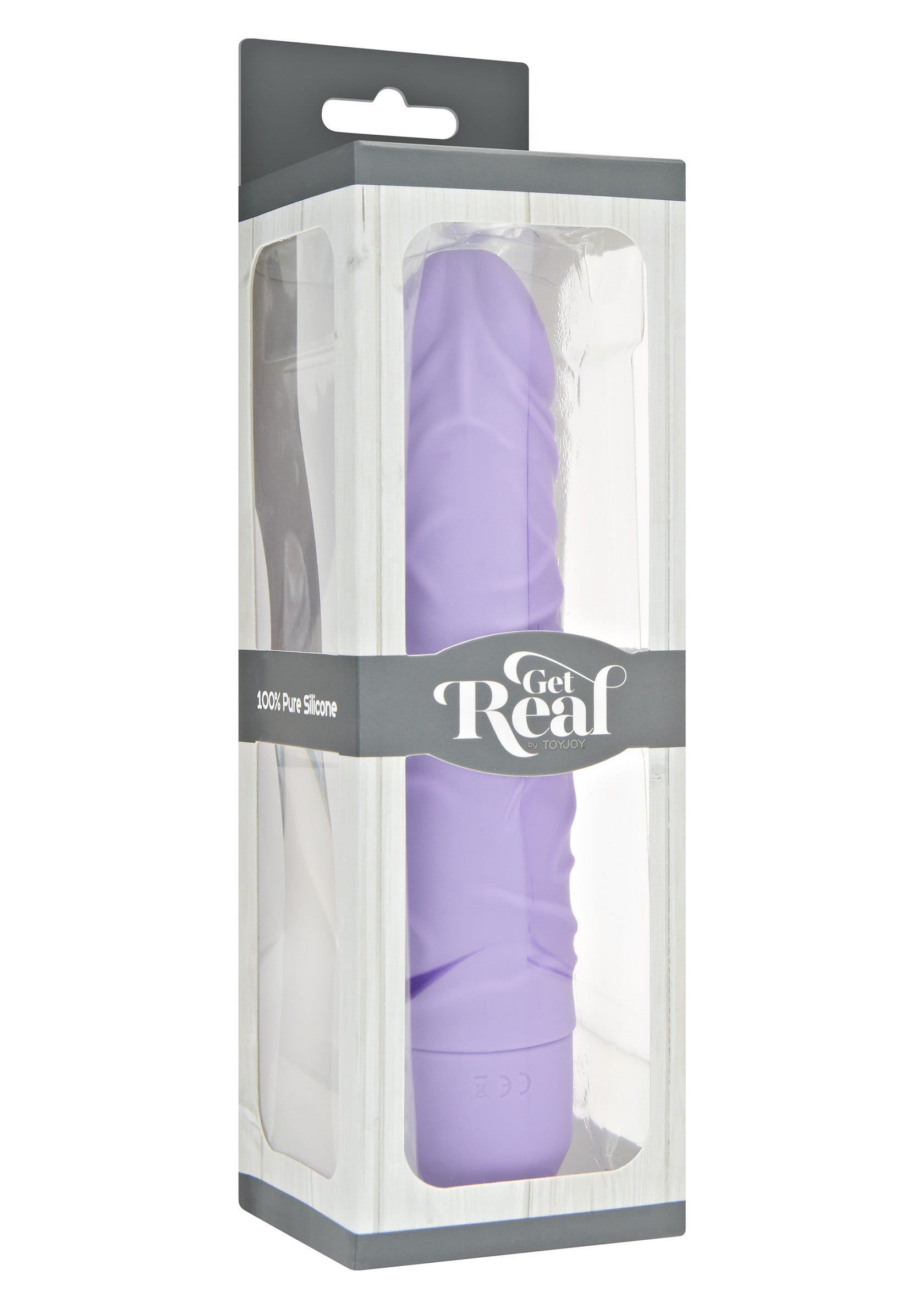 Vibromasseur réaliste violet « Get Real » en silicone, pour un plaisir intense et réaliste.; Paarse 'Get Real' realistische vibrator van siliconen, voor intens en realistisch plezier.; Purple 'Get Real' realistic silicone vibrator, for intense and realistic pleasure.