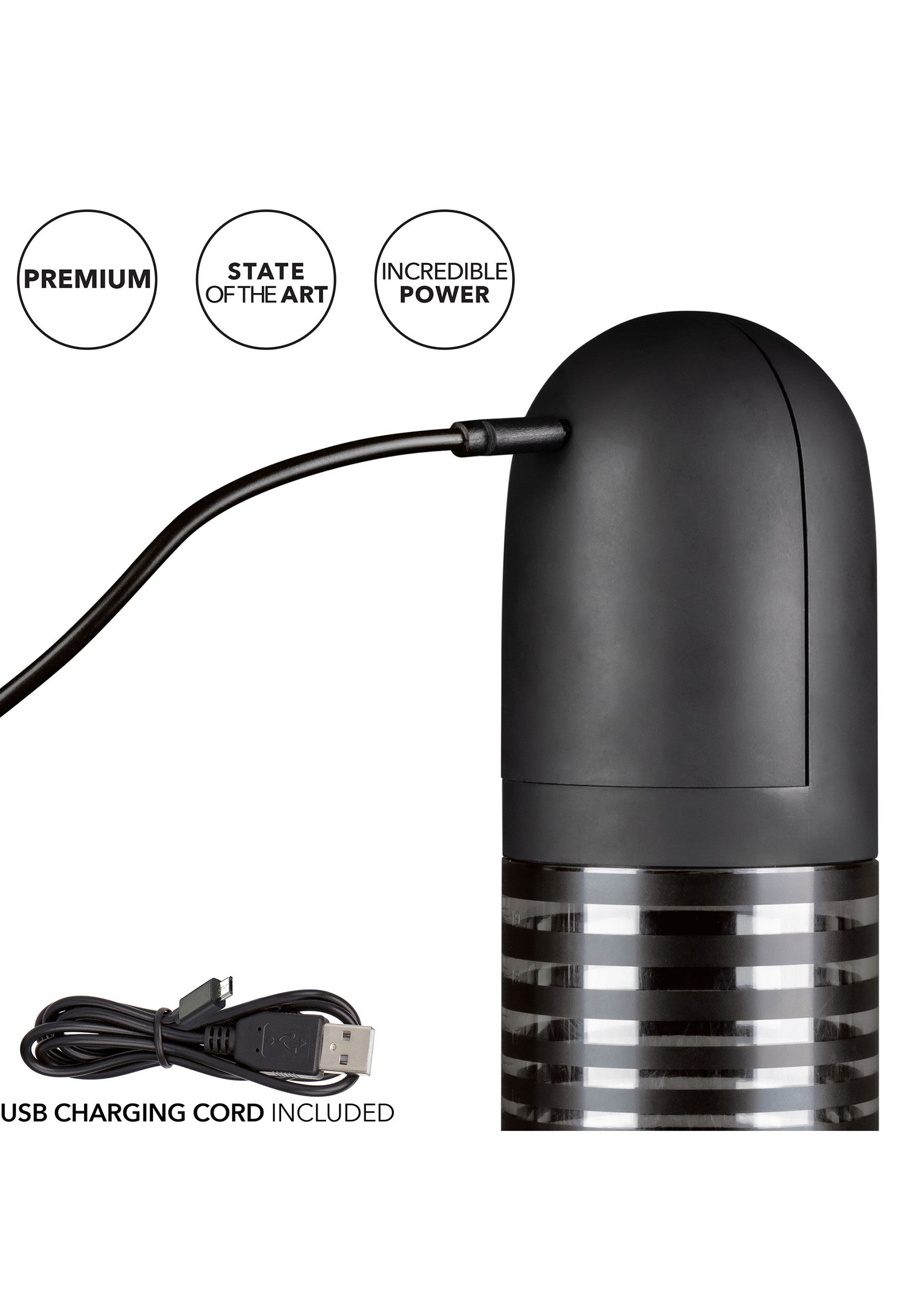 Accessoire électronique premium avec chargement USB. Design moderne et puissance incroyable.; Premium elektronische accessoire met USB-oplaadkabel. Modern design en ongelooflijke kracht.; Premium electronic accessory with USB charging. State of the art design and incredible power.