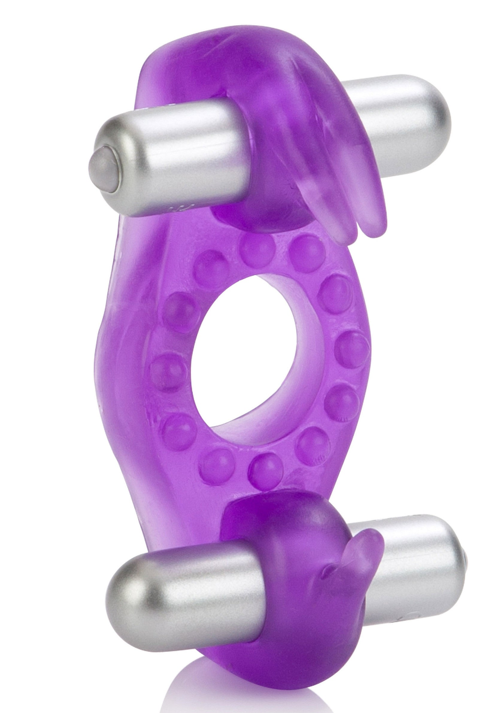 Anneau pénien vibrant violet pour des sensations intenses et un plaisir prolongé.; Paarse vibrerende penisring voor intense sensaties en langdurig plezier.; Purple vibrating cock ring for intense sensations and long-lasting pleasure.