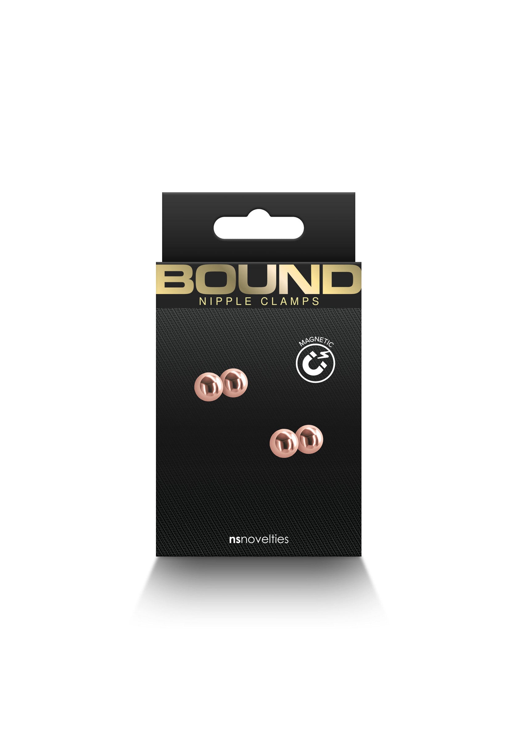 Pinces à tétons magnétiques Bound. Pimentez vos jeux de soumission avec ces pinces magnétiques élégantes.; Bound magnetische tepelklemmen. Geef je submission games wat extra pit met deze stijlvolle magnetische klemmen.; Bound magnetic nipple clamps. Spice up your submission games with these stylish magnetic clamps.
