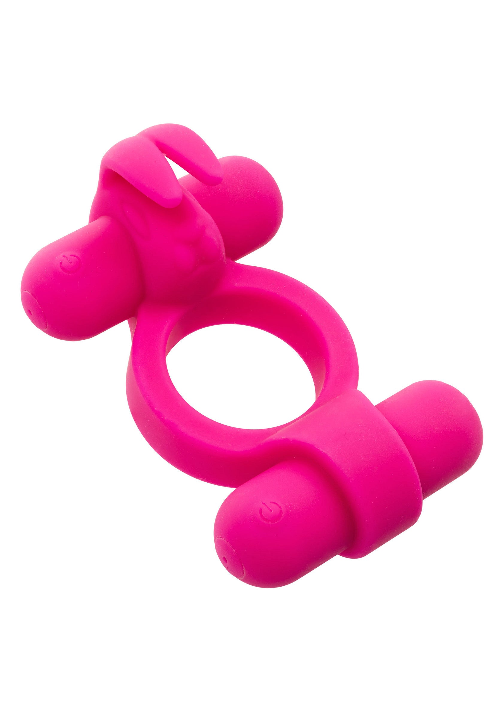 Anneau vibrant rose en forme de lapin pour plus de plaisir et de sensations.; Roze vibrerende cockring in de vorm van een konijntje voor meer plezier en sensaties.; Pink vibrating bunny cock ring for added pleasure and sensations.