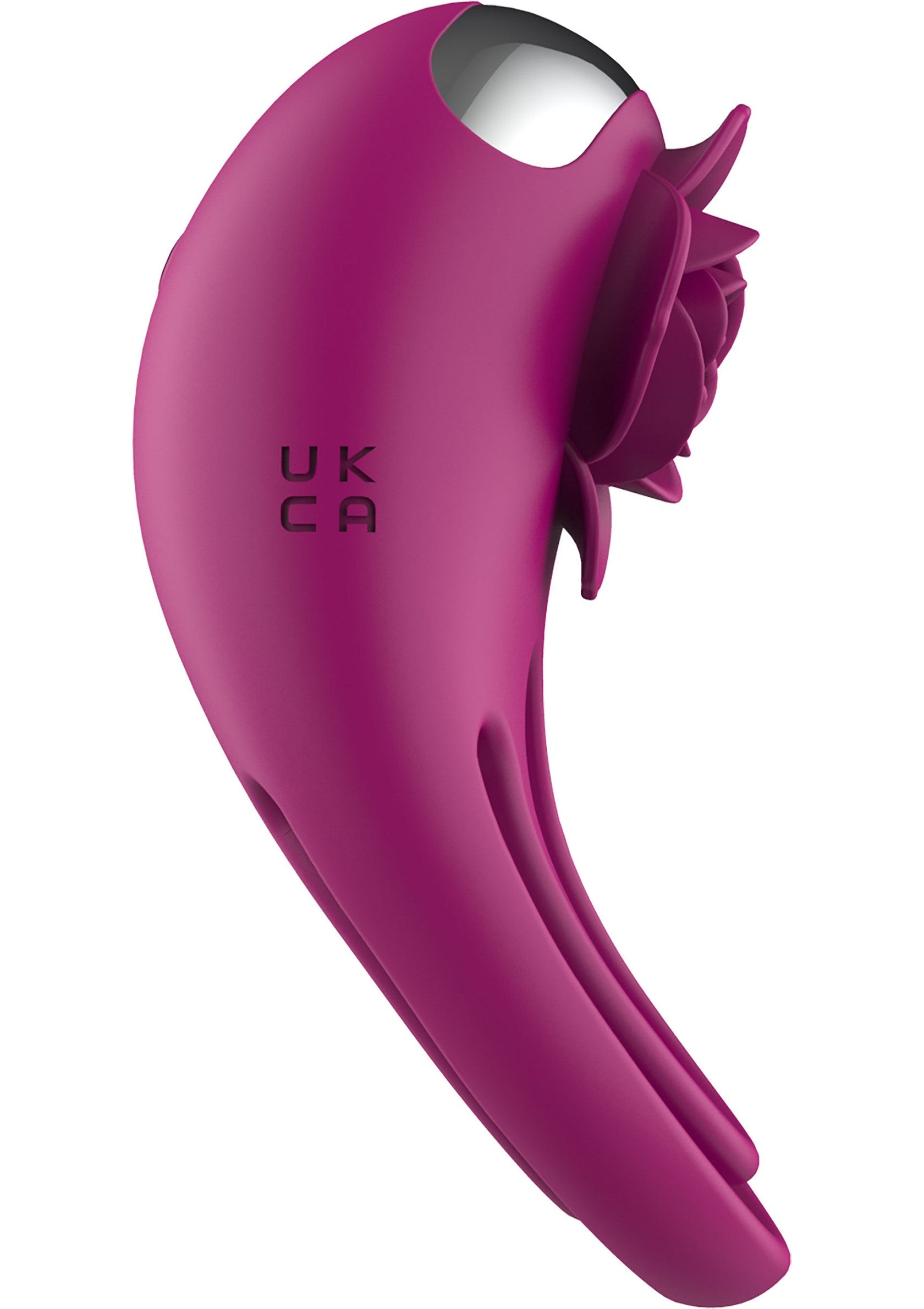 Masseur personnel rose avec fleur décorative pour le plaisir solitaire ou en couple.; Roze persoonlijke stimulator met decoratieve bloem voor solo- of partnerplezier.; Pink personal massager with decorative flower for solo or partner pleasure.