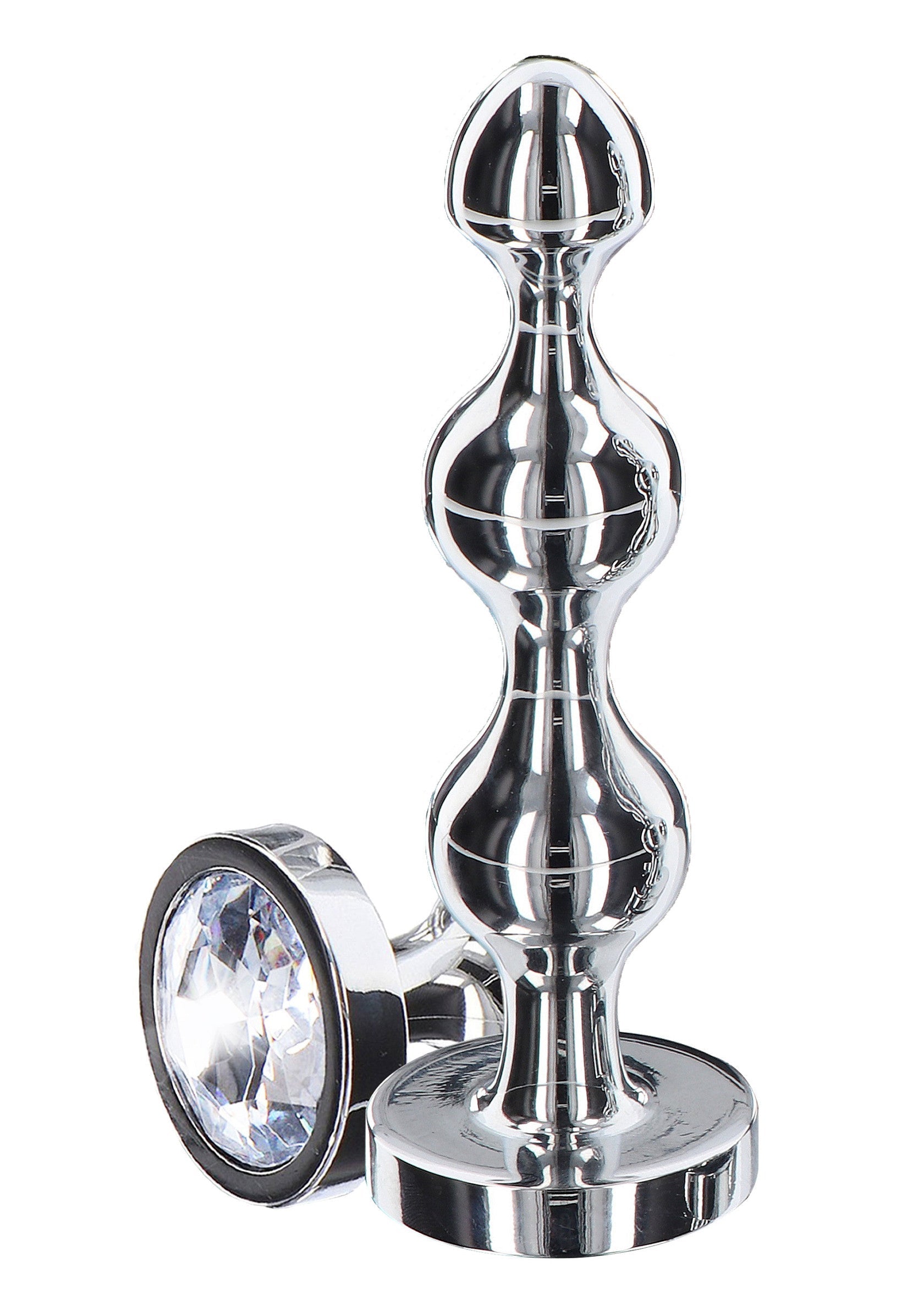 Plug anal en métal chromé avec bijou. Accessoire de plaisir luxueux pour des sensations intenses.; Verchroomde metalen anale plug met juweel. Luxe genotsaccessoire voor intense sensaties.; Chrome metal anal plug with jewel. Luxurious pleasure accessory for intense sensations.